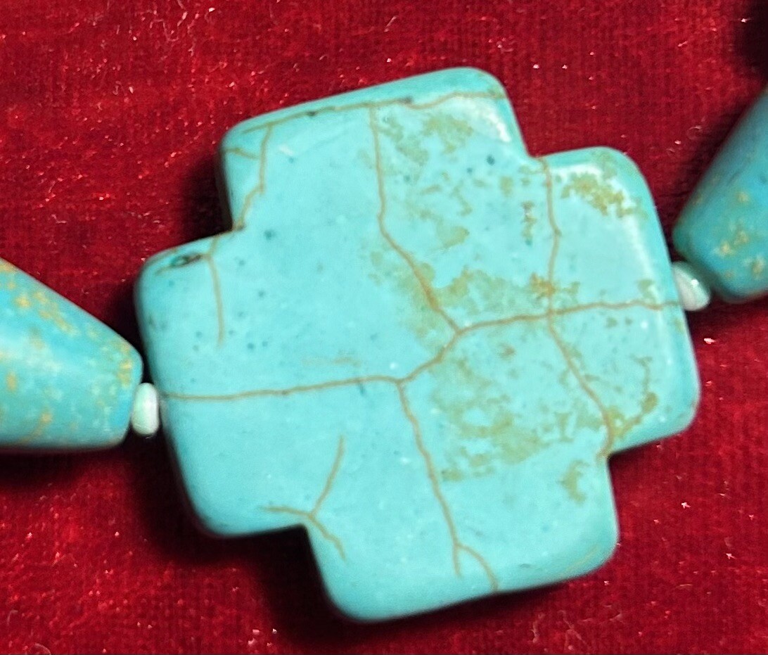 24 Inch Long Vintage India Turquoise necklace. # MP.
