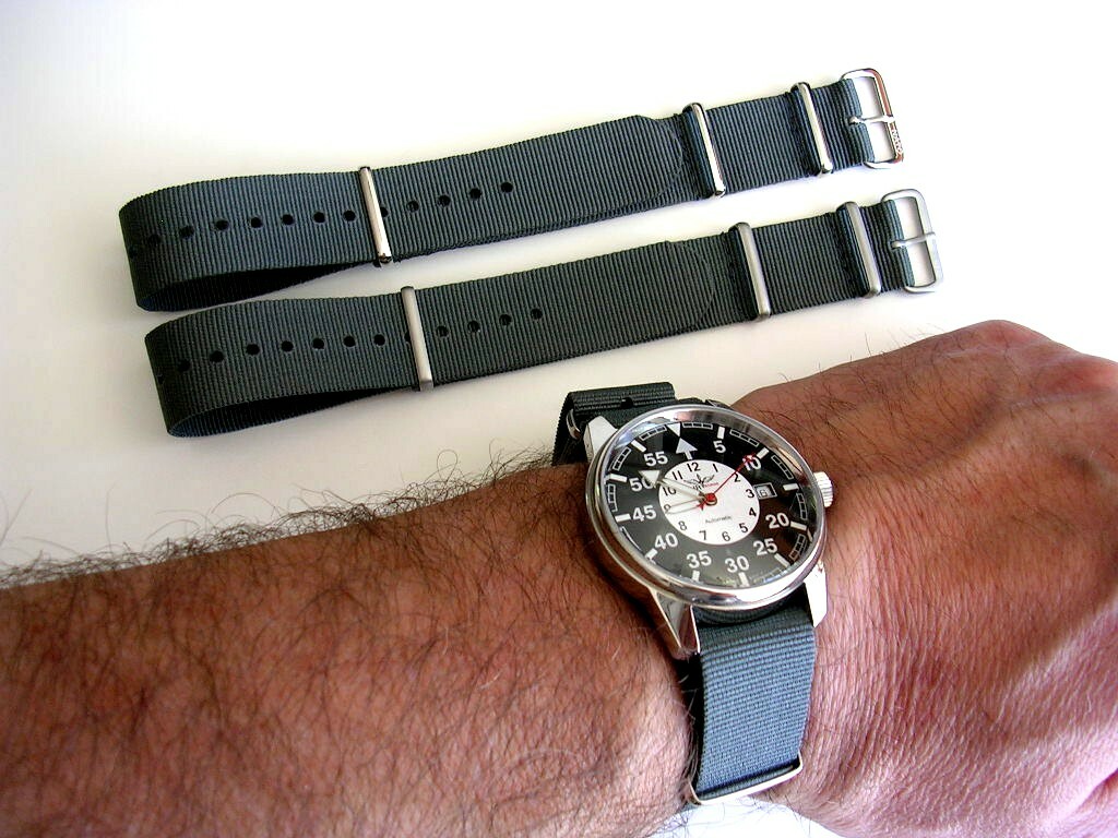 20mm Dark Grey SS NATO G10 Premium nylon watchband strap 2pak RAF Bond IW SUISSE