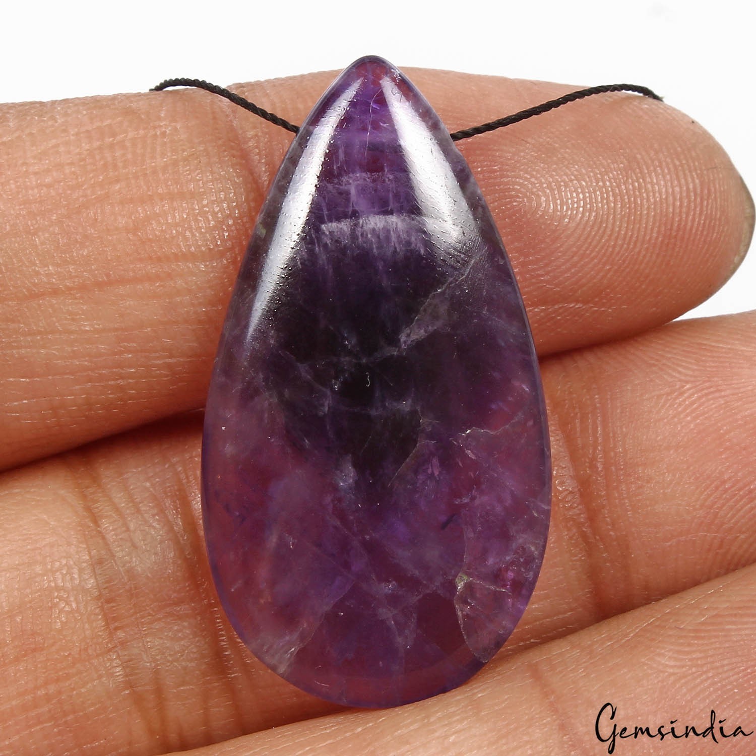 Certified 28 Ct Natural Purple Amethyst Pear Cab Drilled Bead/Briolette Gemstone