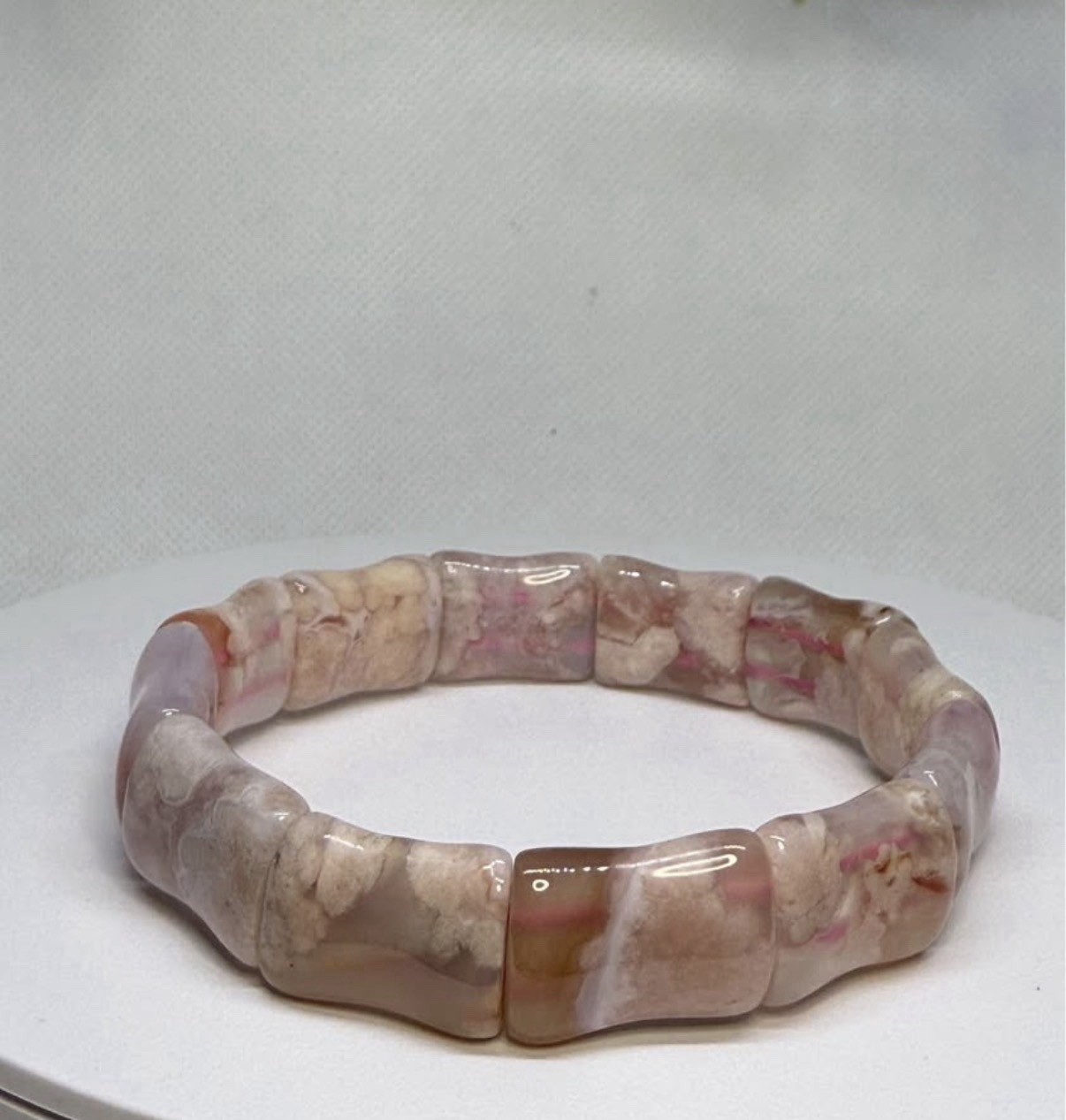 Flower Agate Pink Soft Bangle 2.4MM