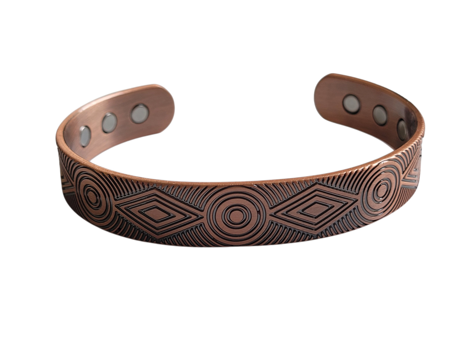 Artisan Pure Solid Copper Magnetic Bracelet Arthritis Therapy Cuff Geometric