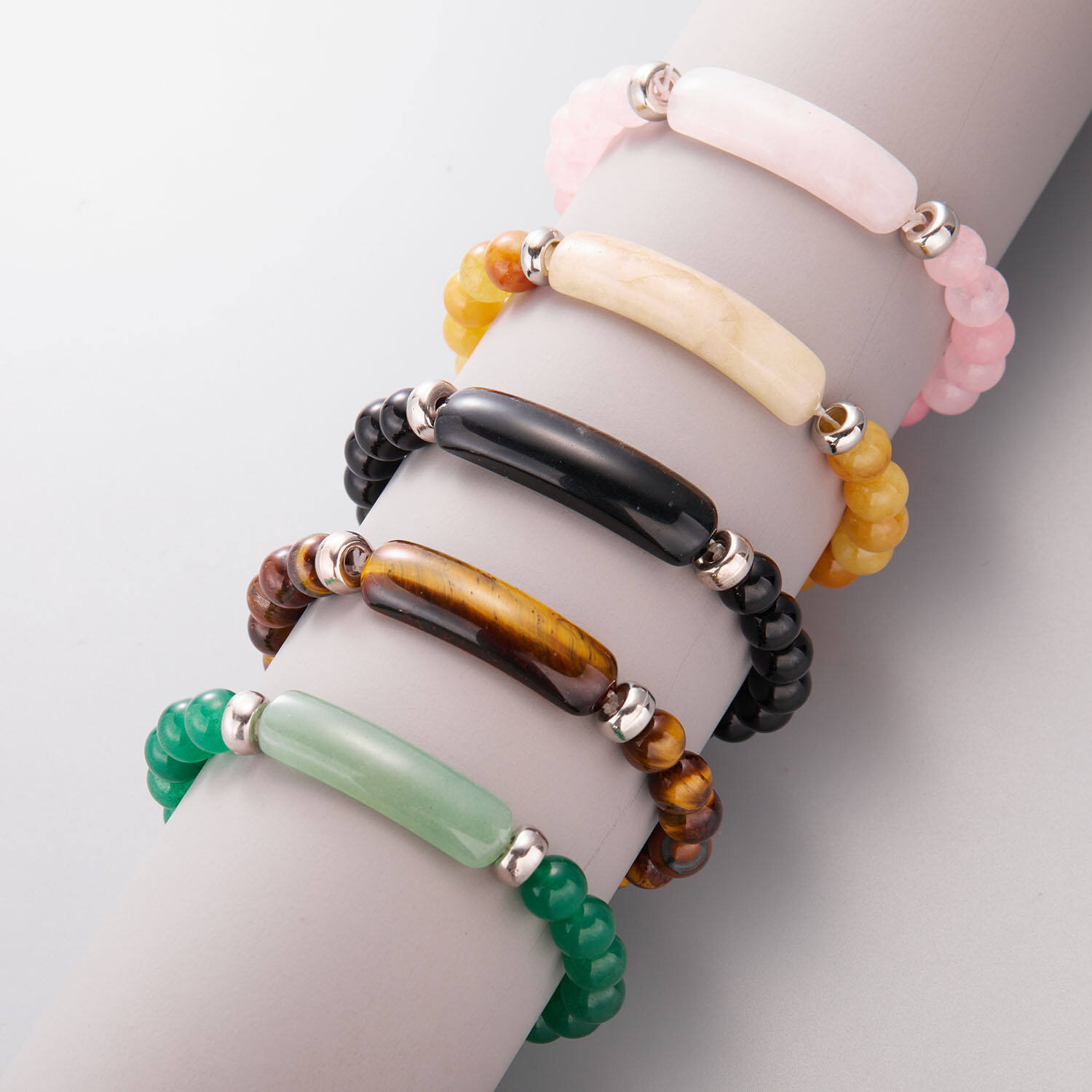 Natural Stone Tiger Eye Beaded Bracelet Elasticity Bangle Elegant Women Jewelry