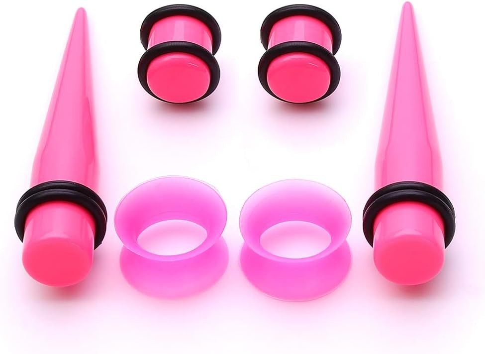 Stylish 50 Piece Acrylic Ear Stretching Kit – Tapers, Plugs & Silicone Tunnels