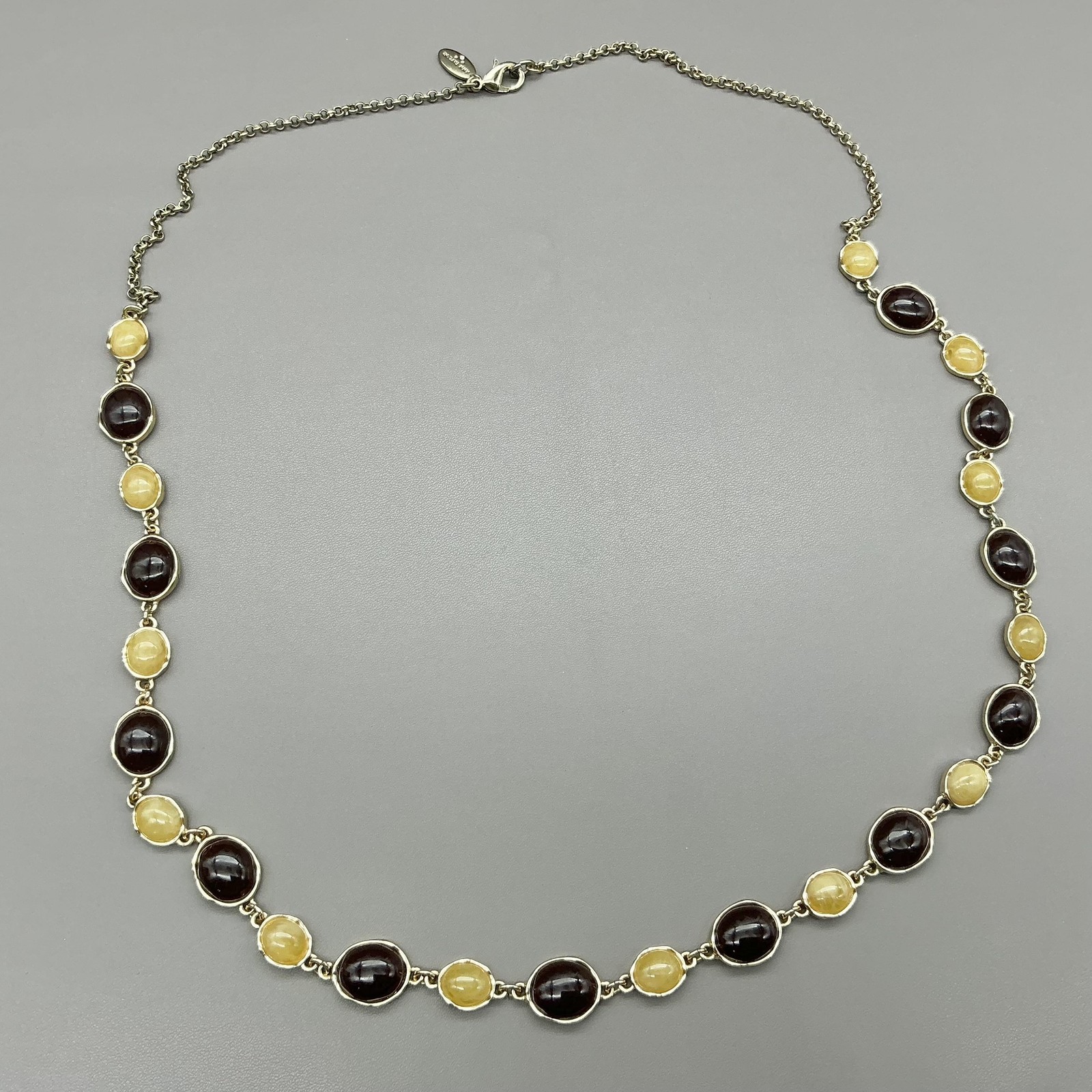 Ann Taylor Necklace Station Bead Glass Oval Gold Tone Multi Jewelry 26 Inch