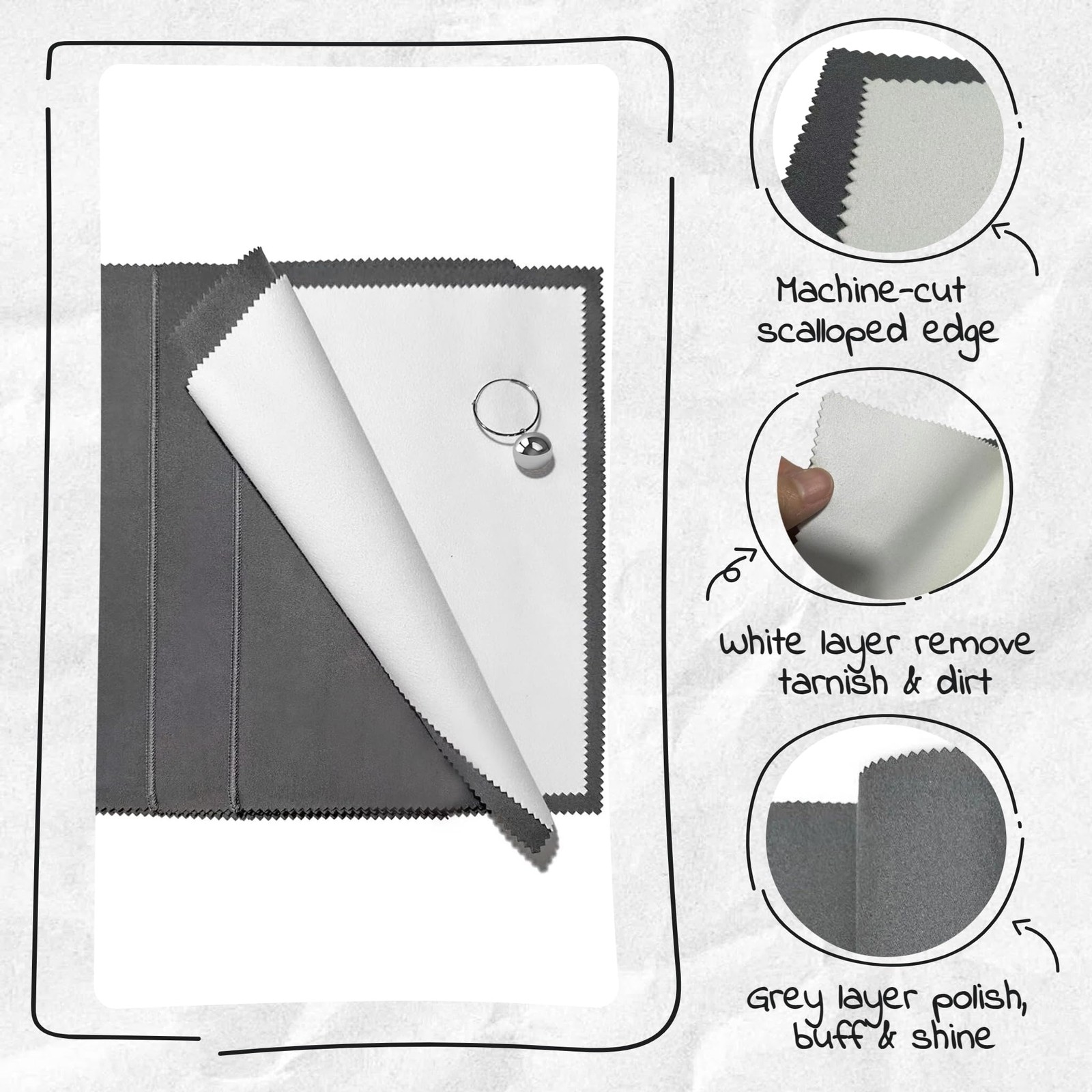 Gavaeu 3PCS Silver Polishing Cloth, 11” x 14” X-Large X Large, Elegant Grey