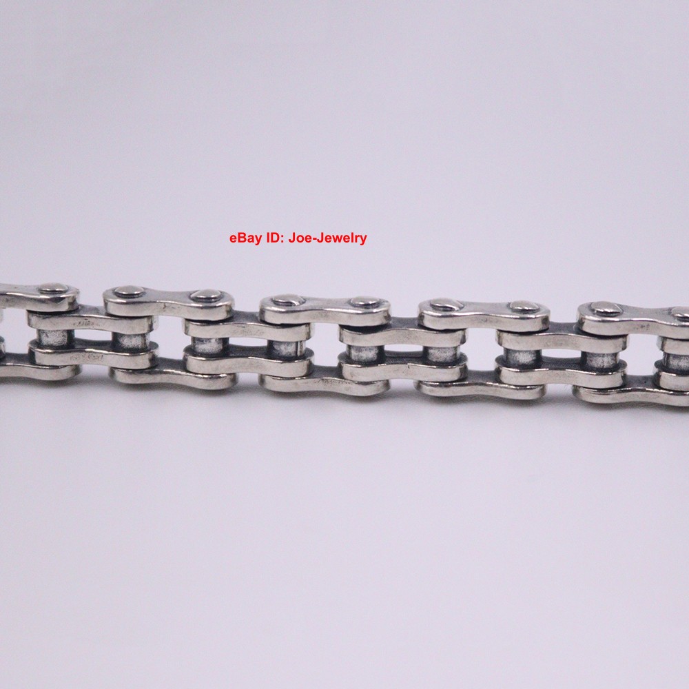 Real 925 Sterling Silver Bracelet 8mm Biker-style Chain Ｍen’s Bracelet 8.26″ L