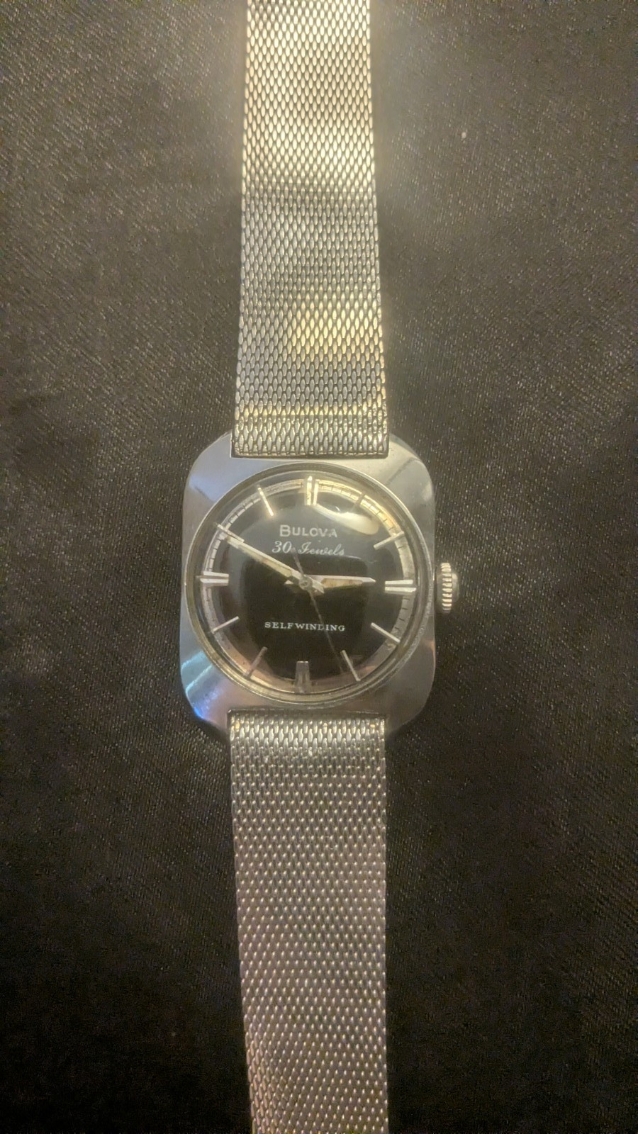 BULOVA M5 30 JEWELS MEN’S STAINLESS STEEL SELF WINDING WRISTWATCH WITH BAND 1965