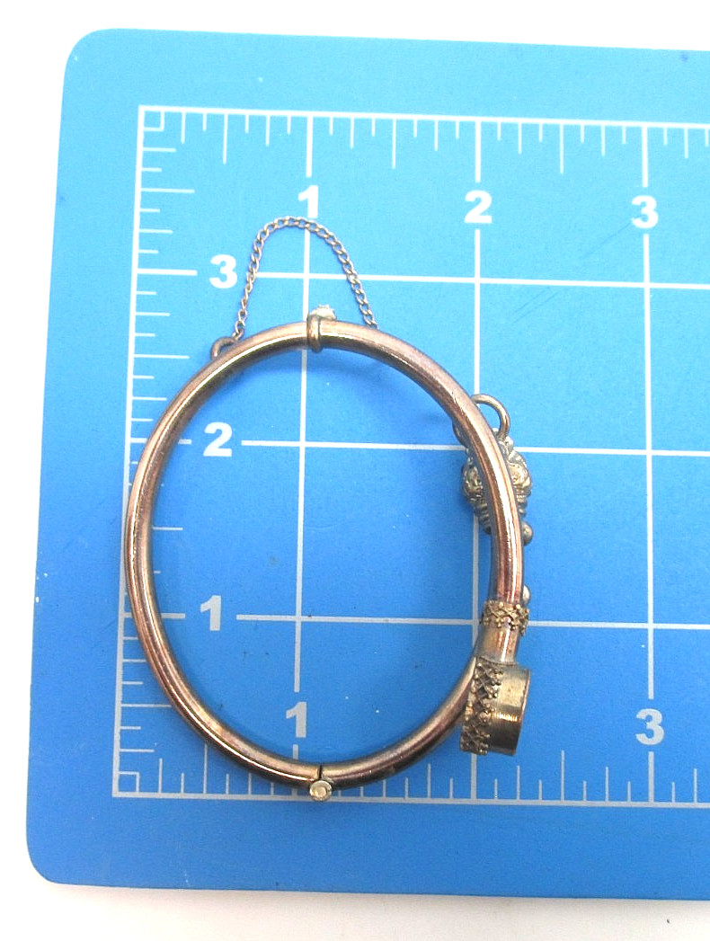 Victorian Etruscan Gold Filled Lion Head Bangle Near MINT