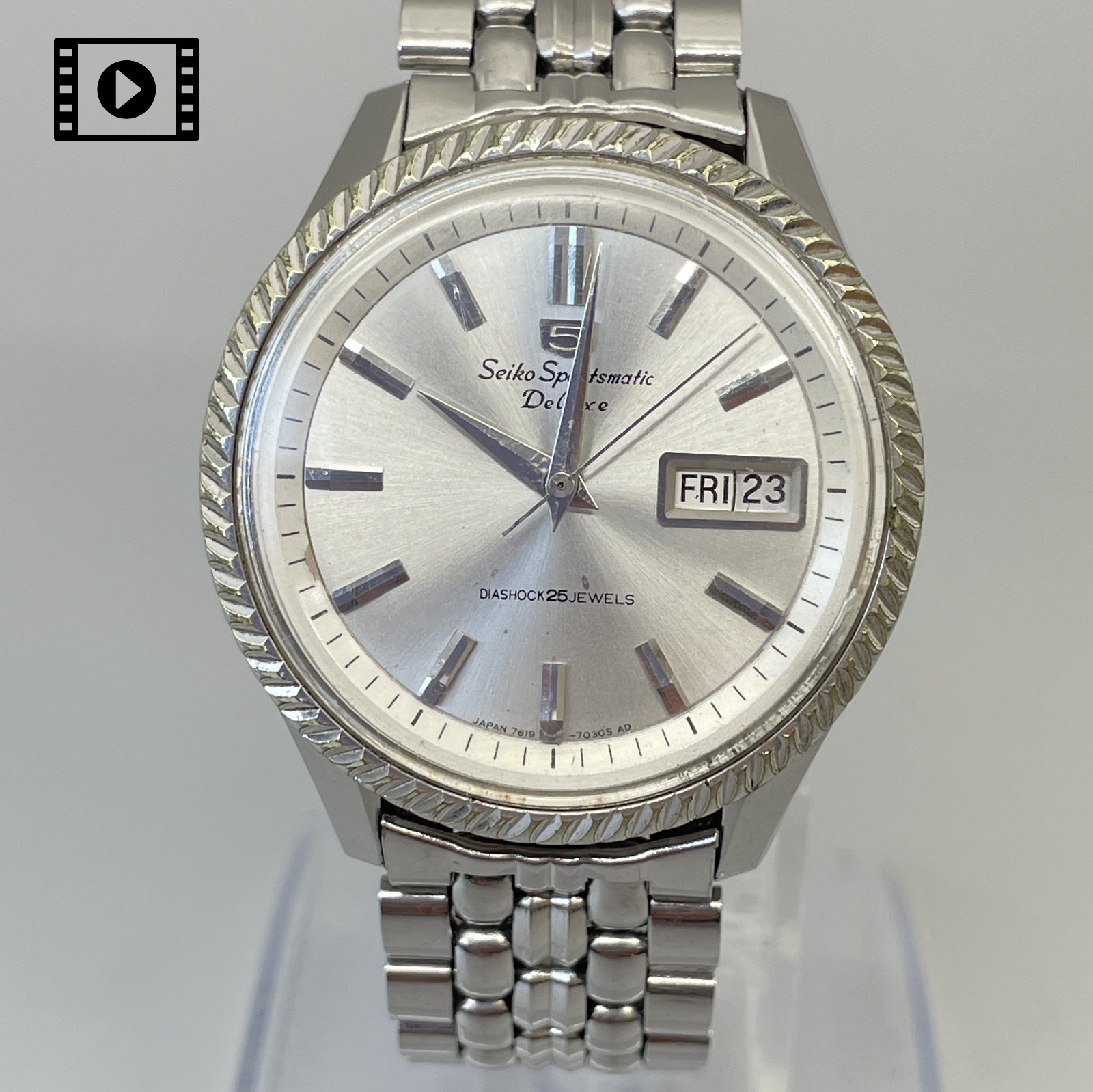 SEIKO 5 Sportsmatic Deluxe 7619-7040 [US Stock] 38mm Silver AT Men’s Watch Exc+5