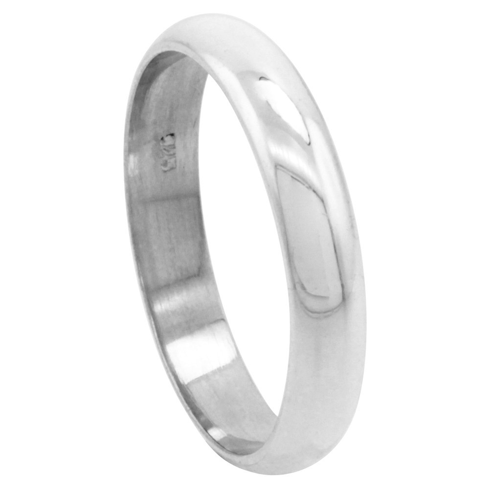 925 Sterling Silver Domed Wedding Band Thumb Ring , 5/32 Inch (4mm) Wide