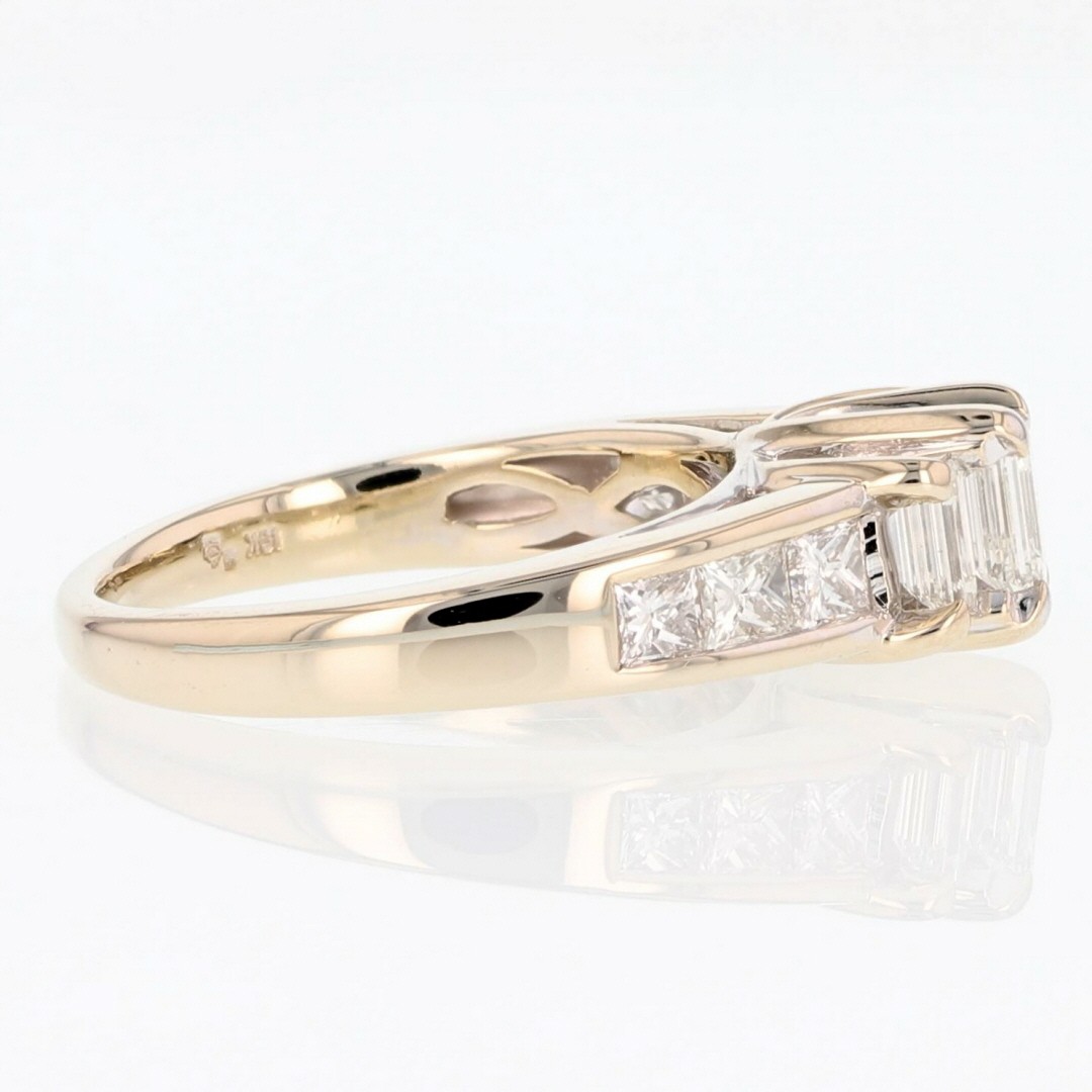 1.37ctw Emerald Cut Diamond Three-Stone Engagement Ring 18k White Gold Size 7