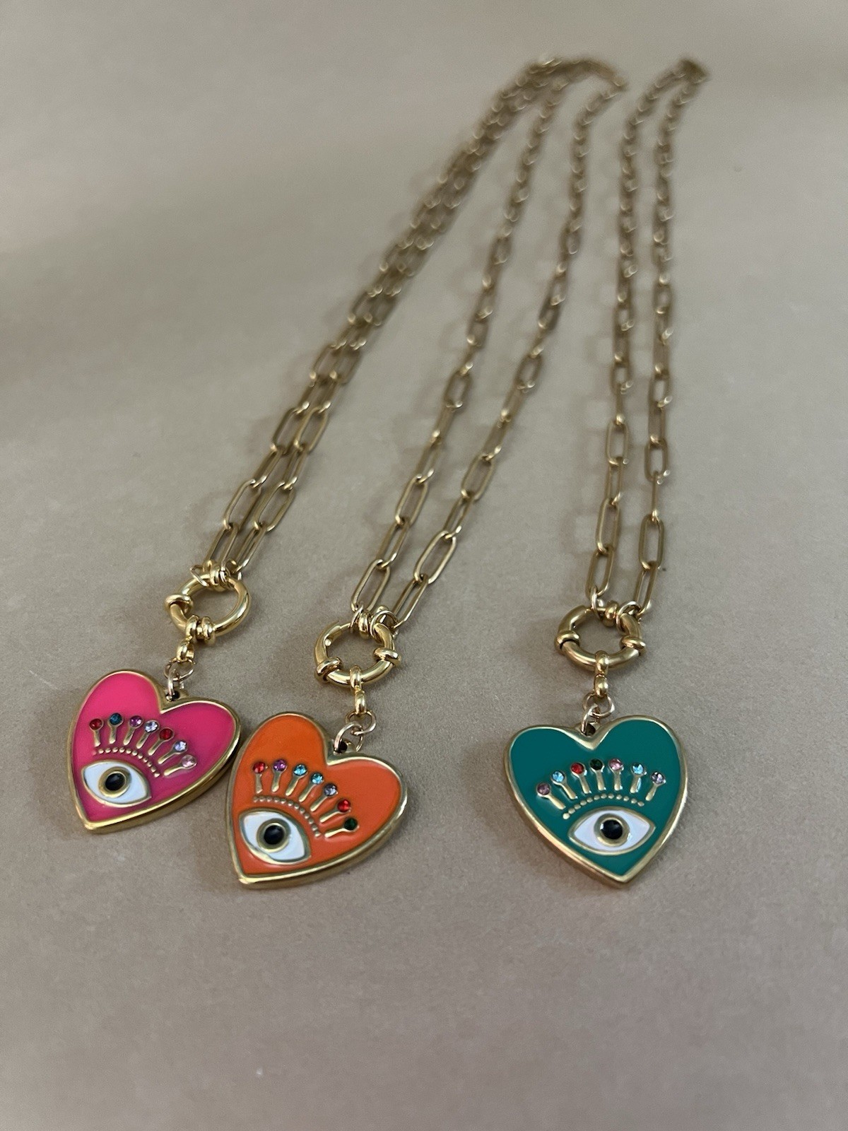 Heart Evil Eye Statement Chain Necklace – Elegant Protection Necklace