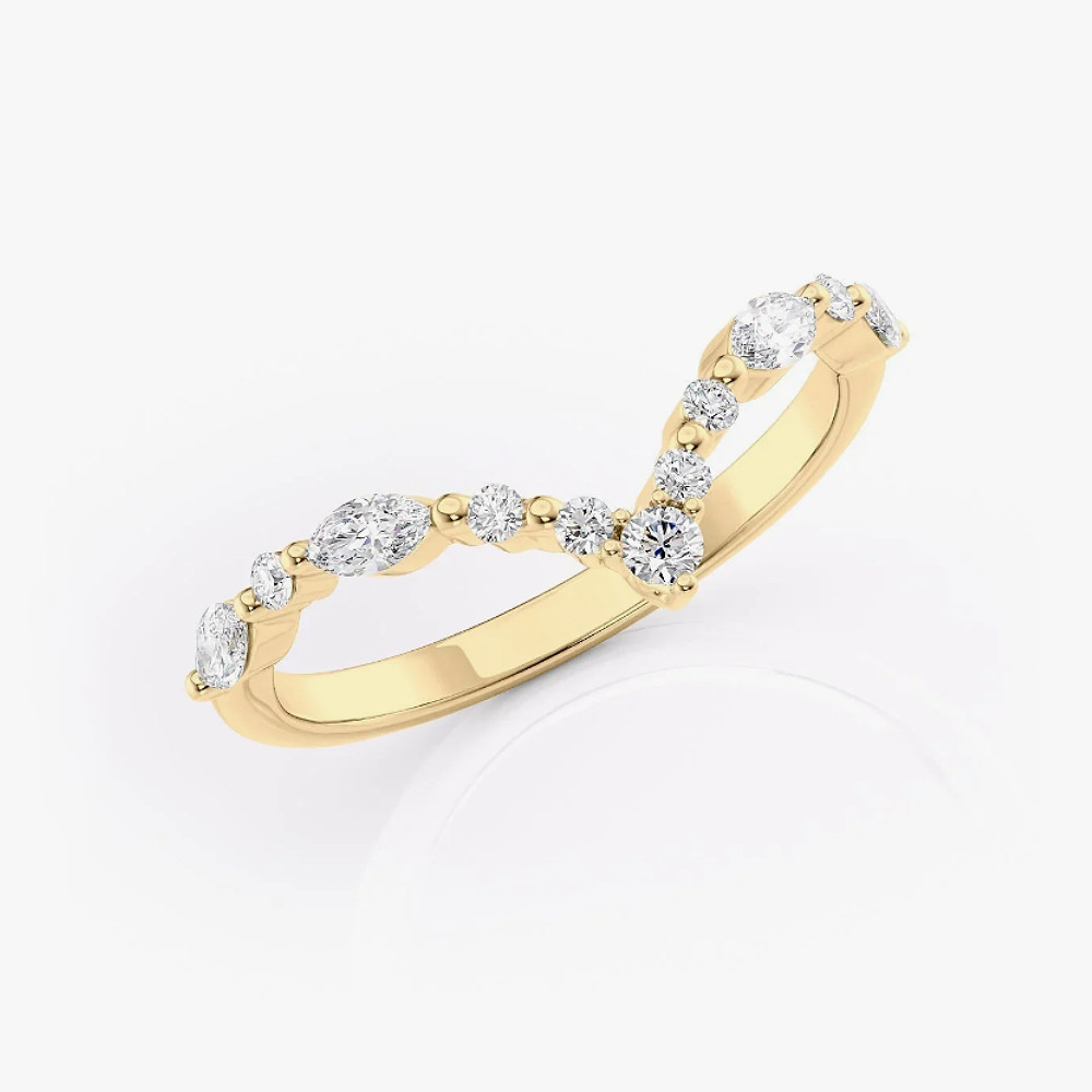 Lab Grown Diamond CVD 14K Yellow Gold Wedding Band Round Cut 0.35 Ct Women