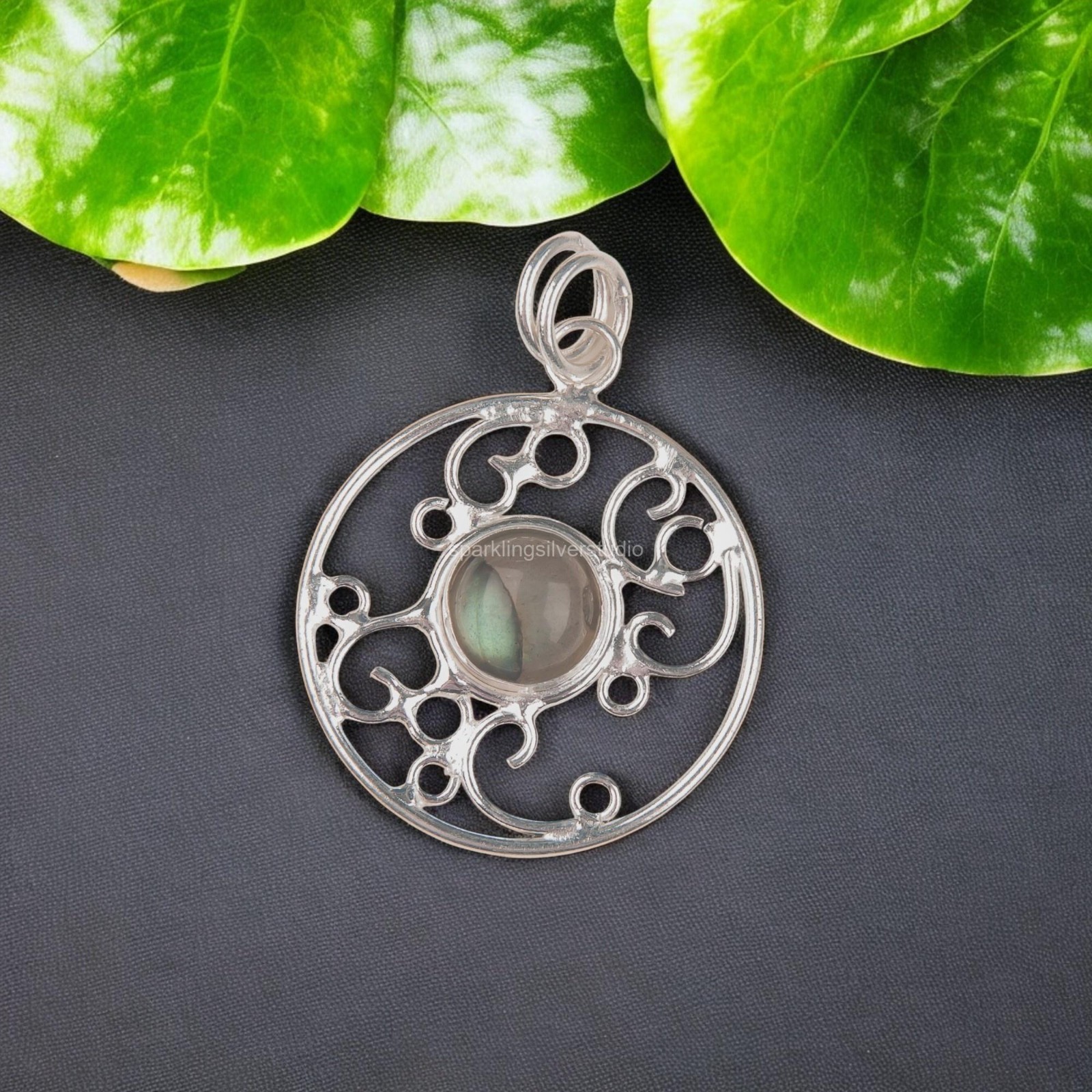 925 Silver Labradorite Gemstone Jewelry Handmade Everyday Pendant 1.45″ For Her