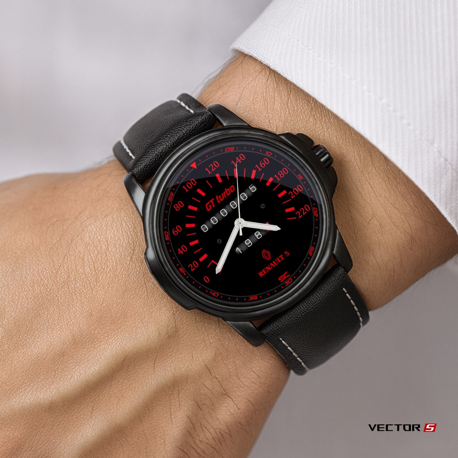 Kit x 2 Renault 5 GT Turbo Promo Tachometer and Odometer Wristwatches