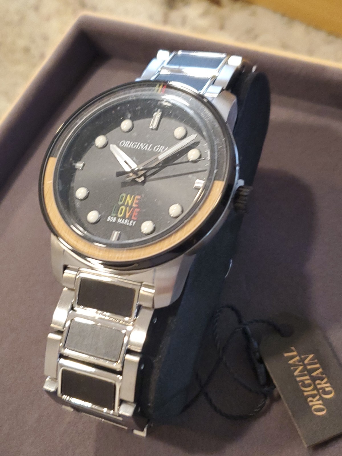 MINT!!! Original Grain “One Love” Ltd. Edition Bob Marley Bamboo 46mm Watch NIB