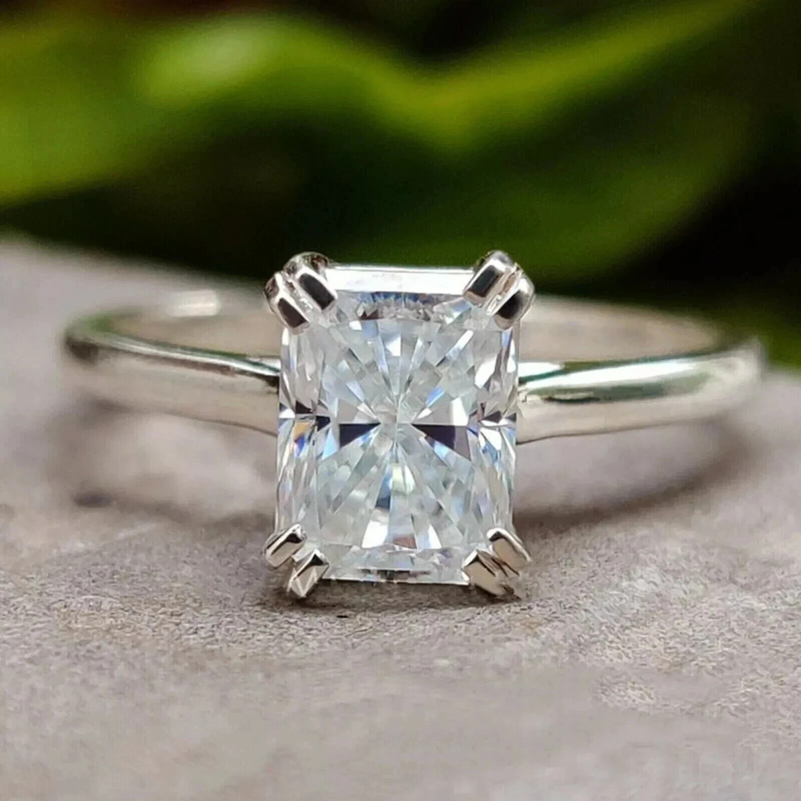 4 CT NATURAL DIAMOND RING IGI CERTIFIED STERLING SILVER EMERALD CUT 019