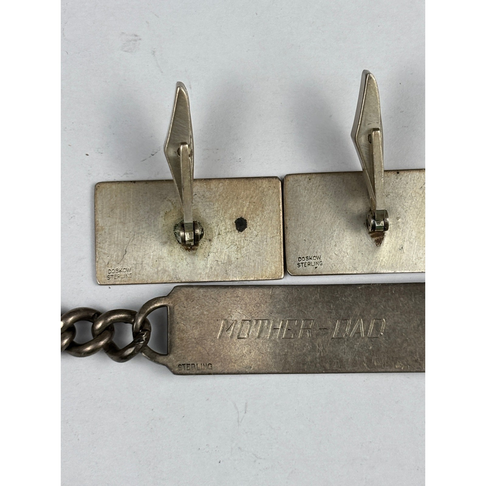 Vintage Koppers Cufflinks and Mother Dad Bracelet Sterling Silver