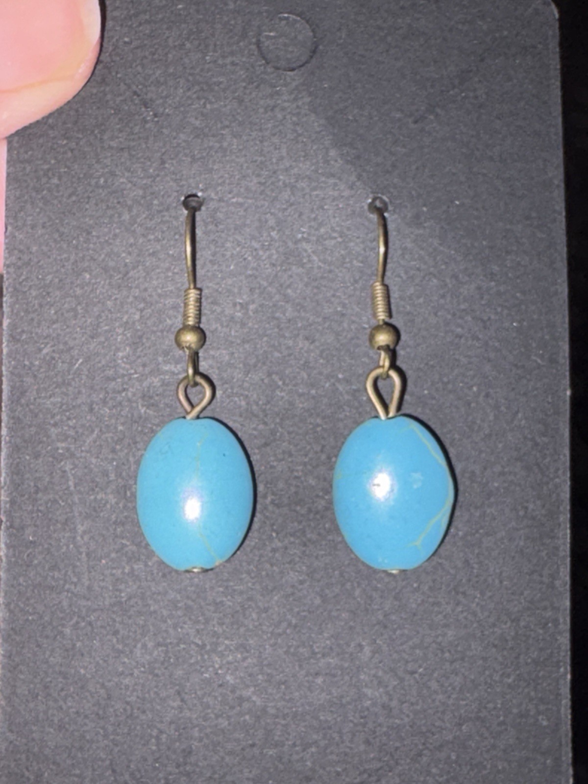 Artisan crafted turquoise Nugget Drop French Hook Earrings