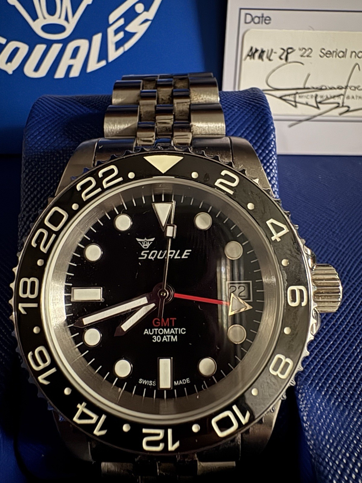 Squale GMT 1545 300 meter Swiss Automatic GMT watch with Luminous Ceramic Bezel
