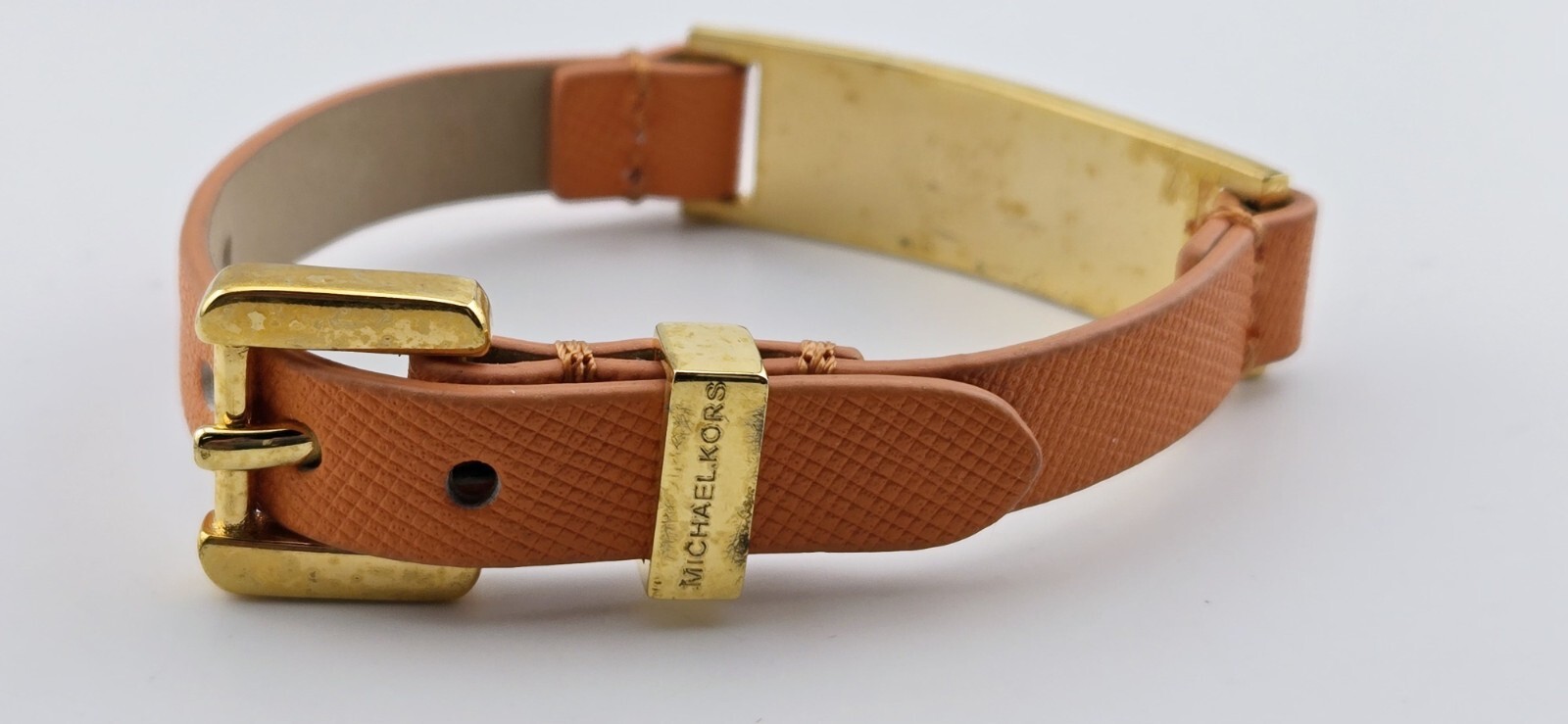 Michael Kors Logo Faux Leather Band Bracelet Orange