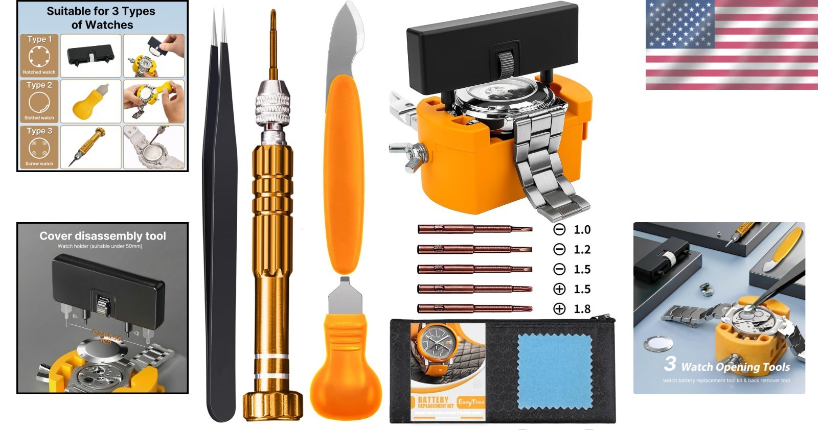 Multi-Function Watch Case Opener Set: Durable Tool Kit for Easy Repairs, 1 Count