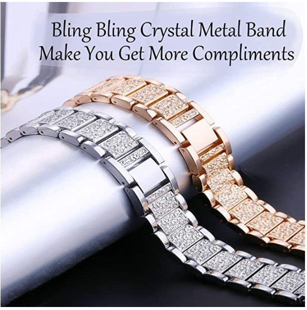 For Fitbit Versa 3 4/ Sense Watch Band Bling Metal Bracelet Diamond Wrist Strap