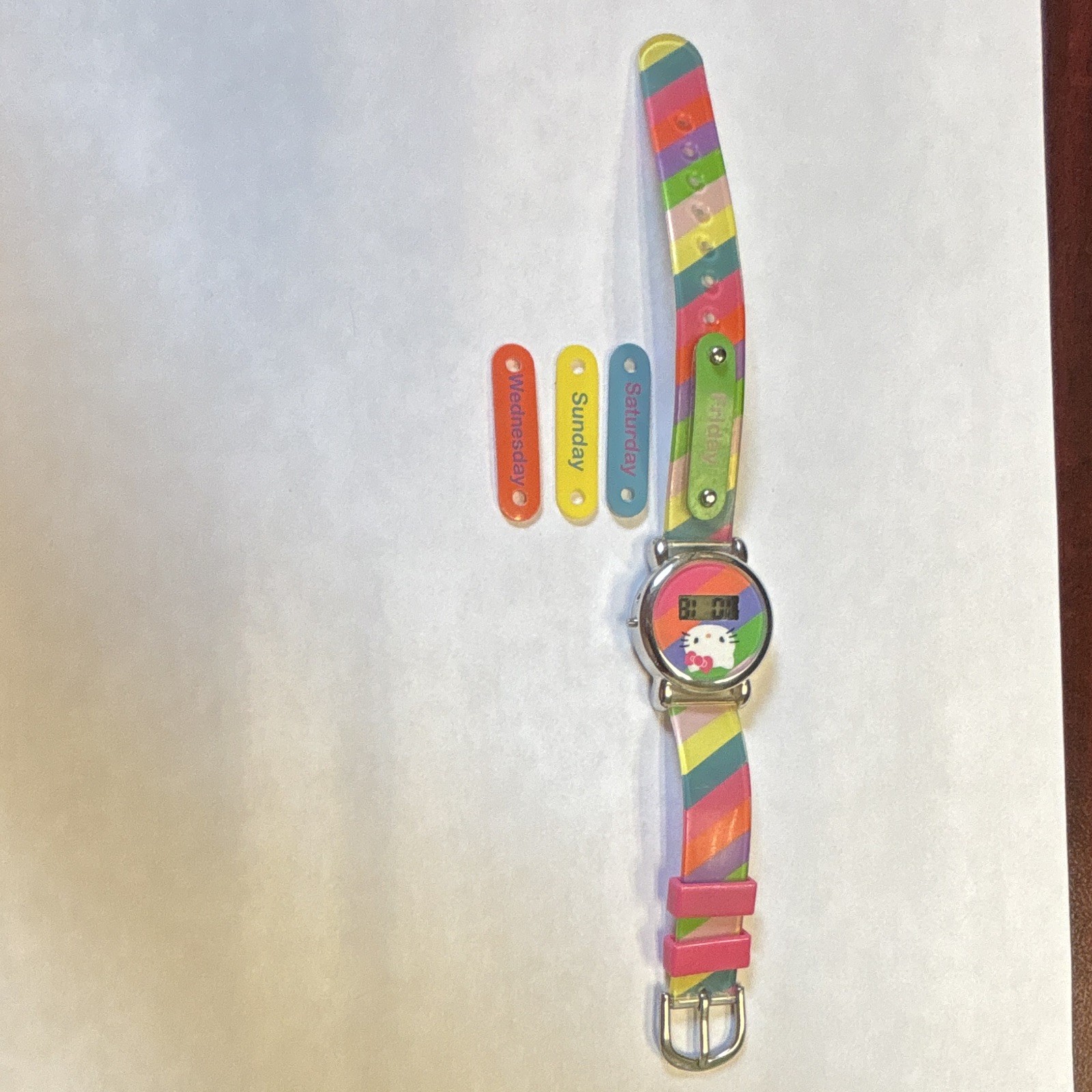 Hello Kitty Digital Watch Rainbow Colors VTG Digital Millennial w/Date