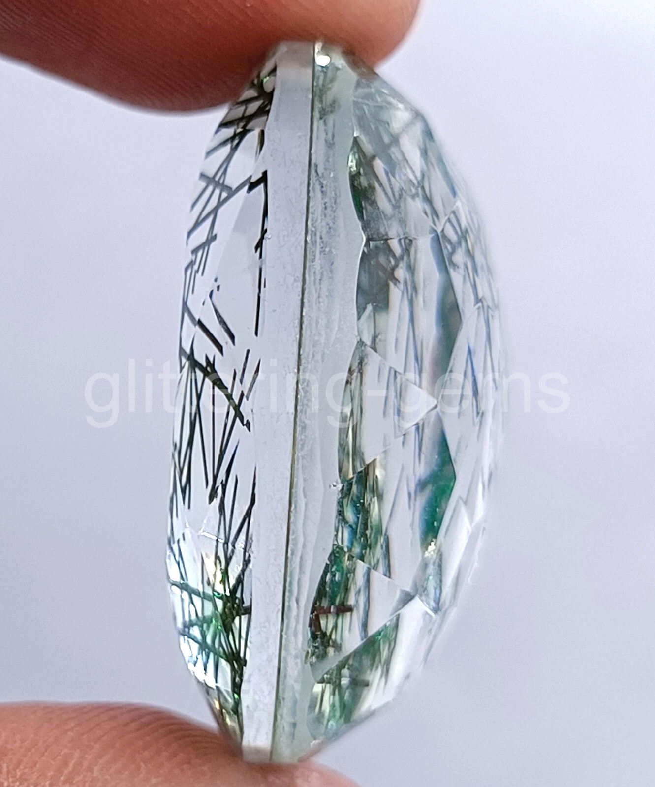 Green Rutilated Quartz 74.65 Ct Oval Cut IGL Transparent Loose Gems 5AJ