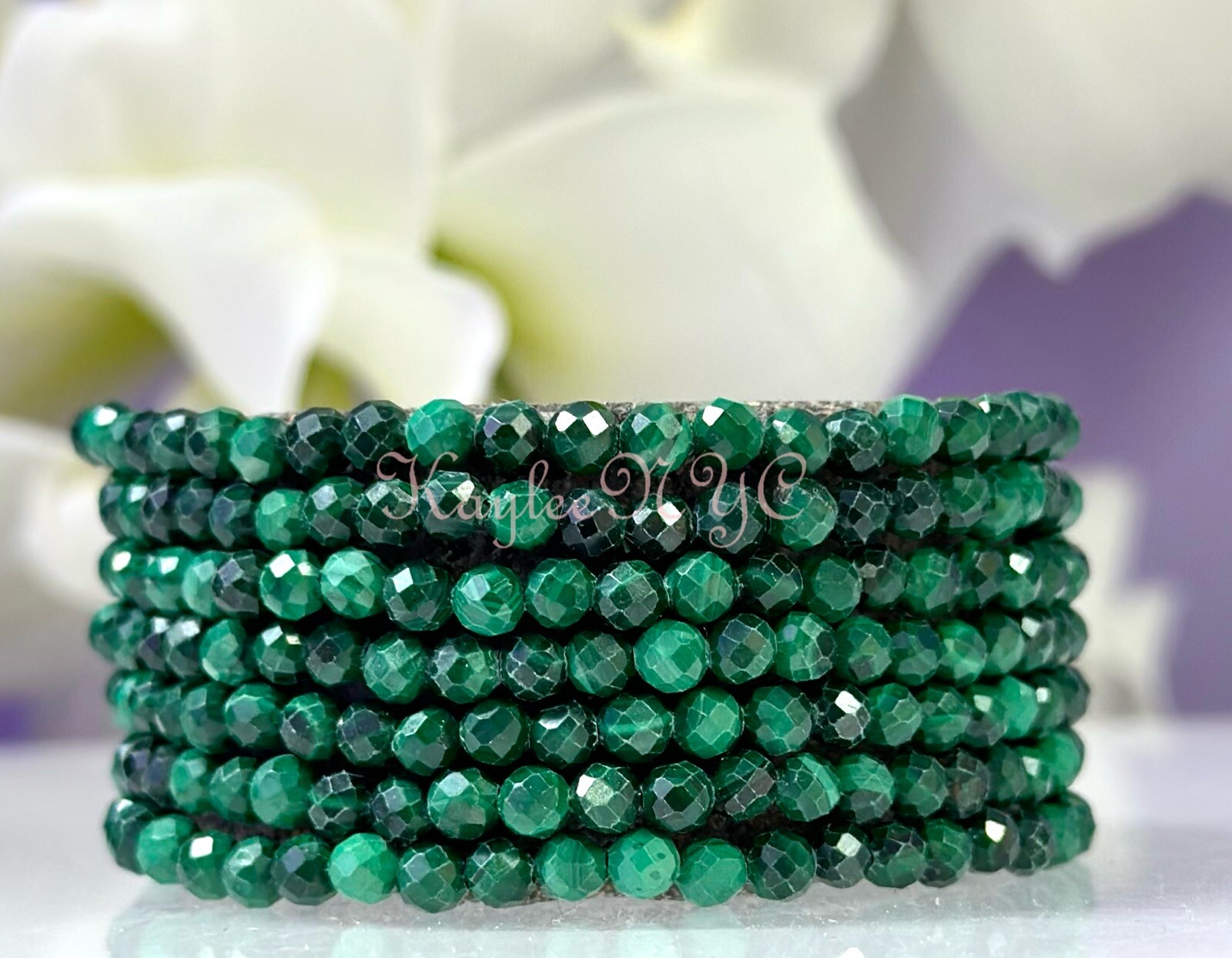 Wholesale 6 Pcs Natural Malachite 4mm Faceted 7.5” Healing Stretch Bracelet