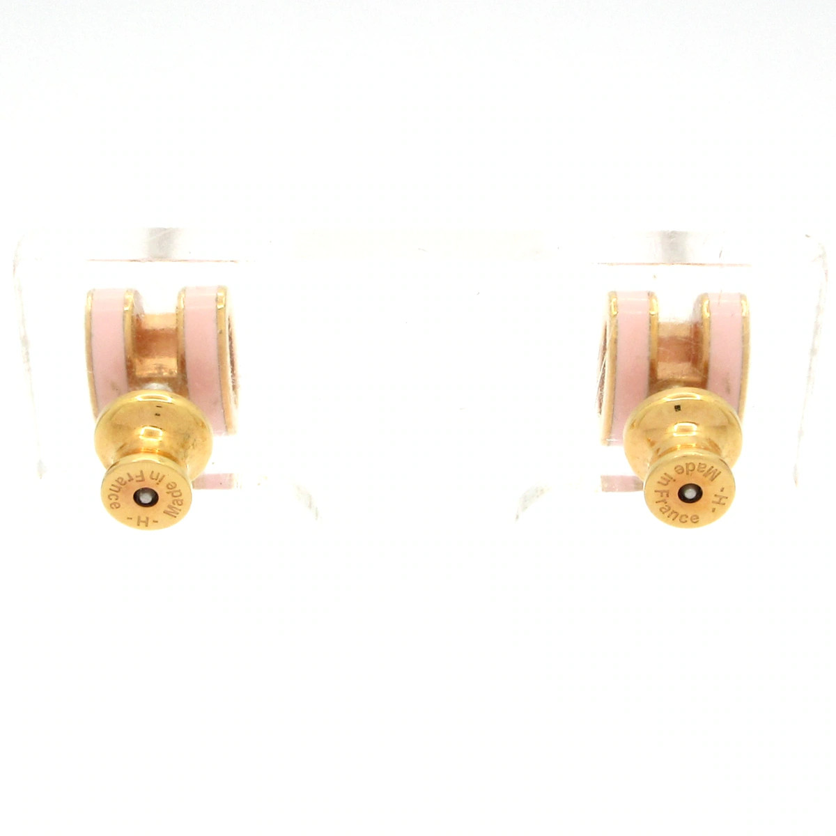 HERMES Mini Pop H Light Pink Rose Gold Hardware None Earrings