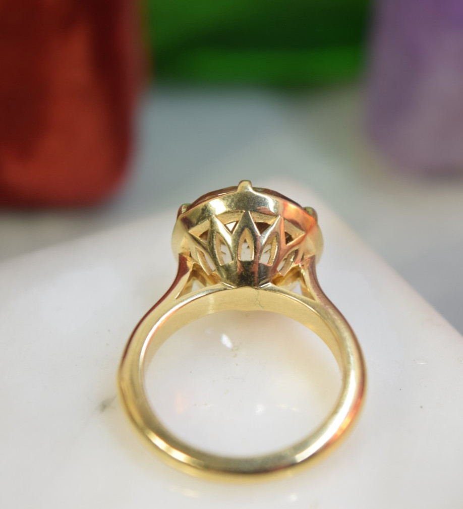 18K Yellow Gold Rare 10.0 Ct Round Natural Imperial Topaz Solitaire Ring sz 6