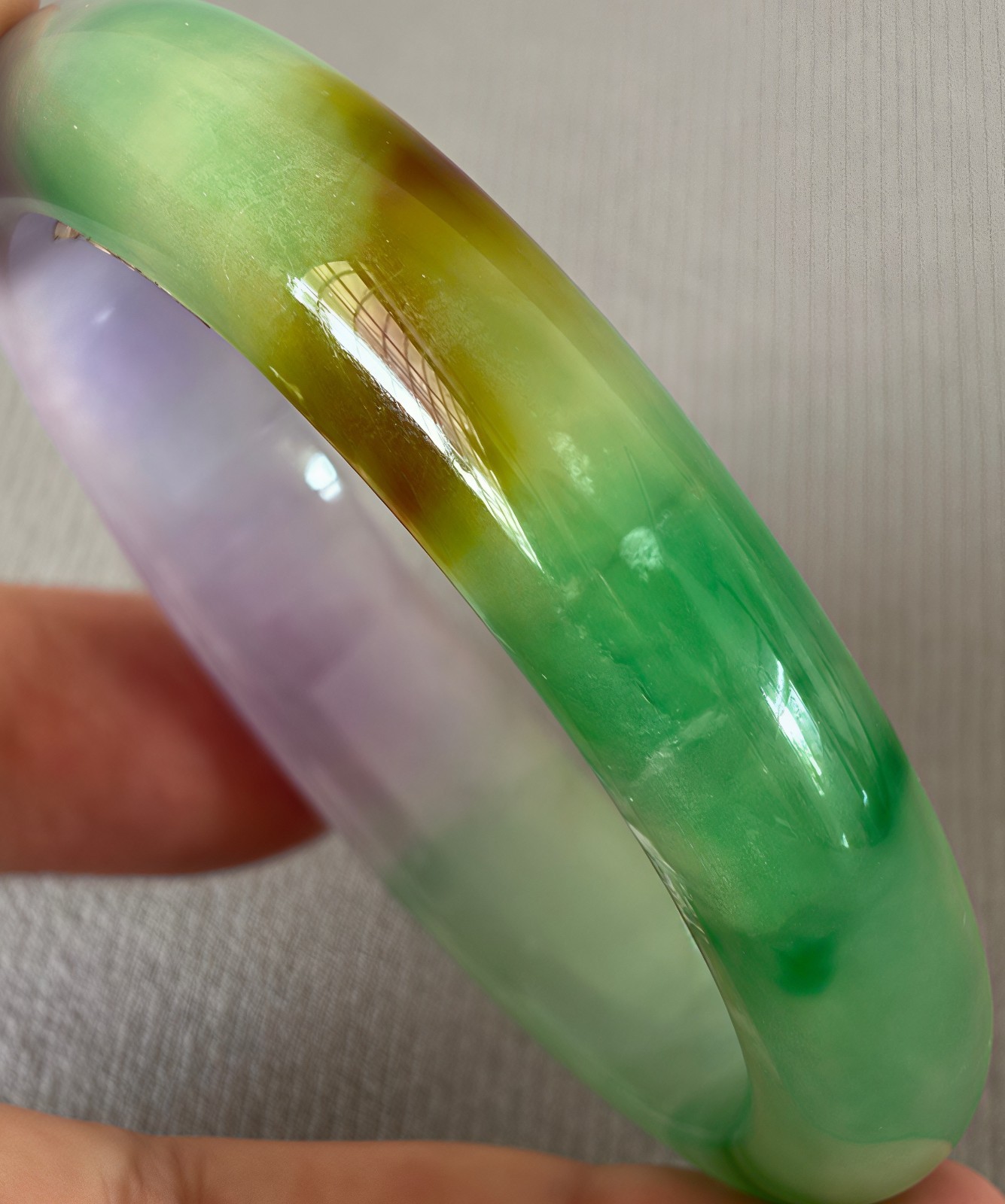 61mm Natural Lavender Jadeite Jade Bracelet Burma Emerald Jade Bracelet Bangle