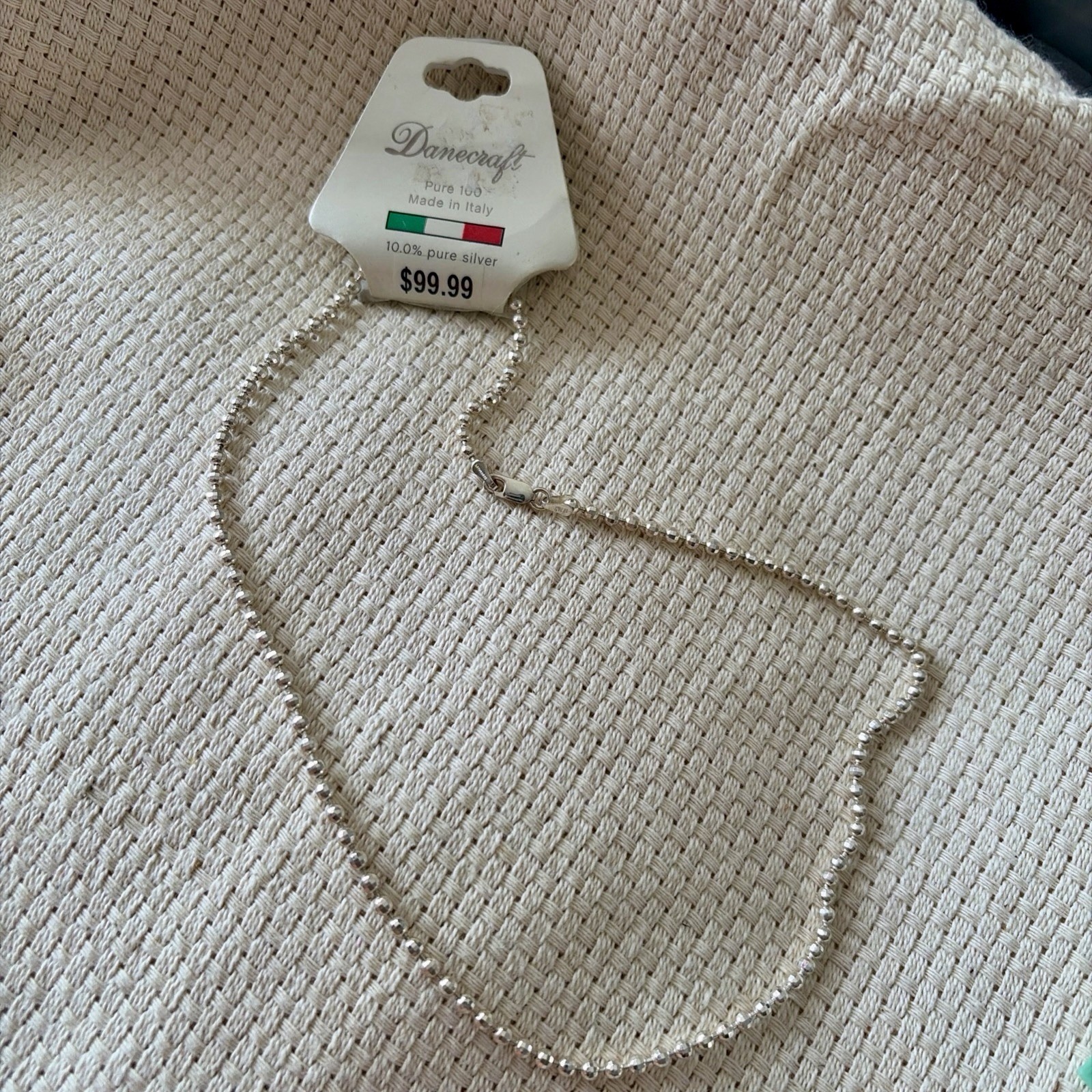 DANECRAFT PURE 100 SILVER NECKLACE MADE IN ITALY 10.0% PURE SILVER 18 IN NEW