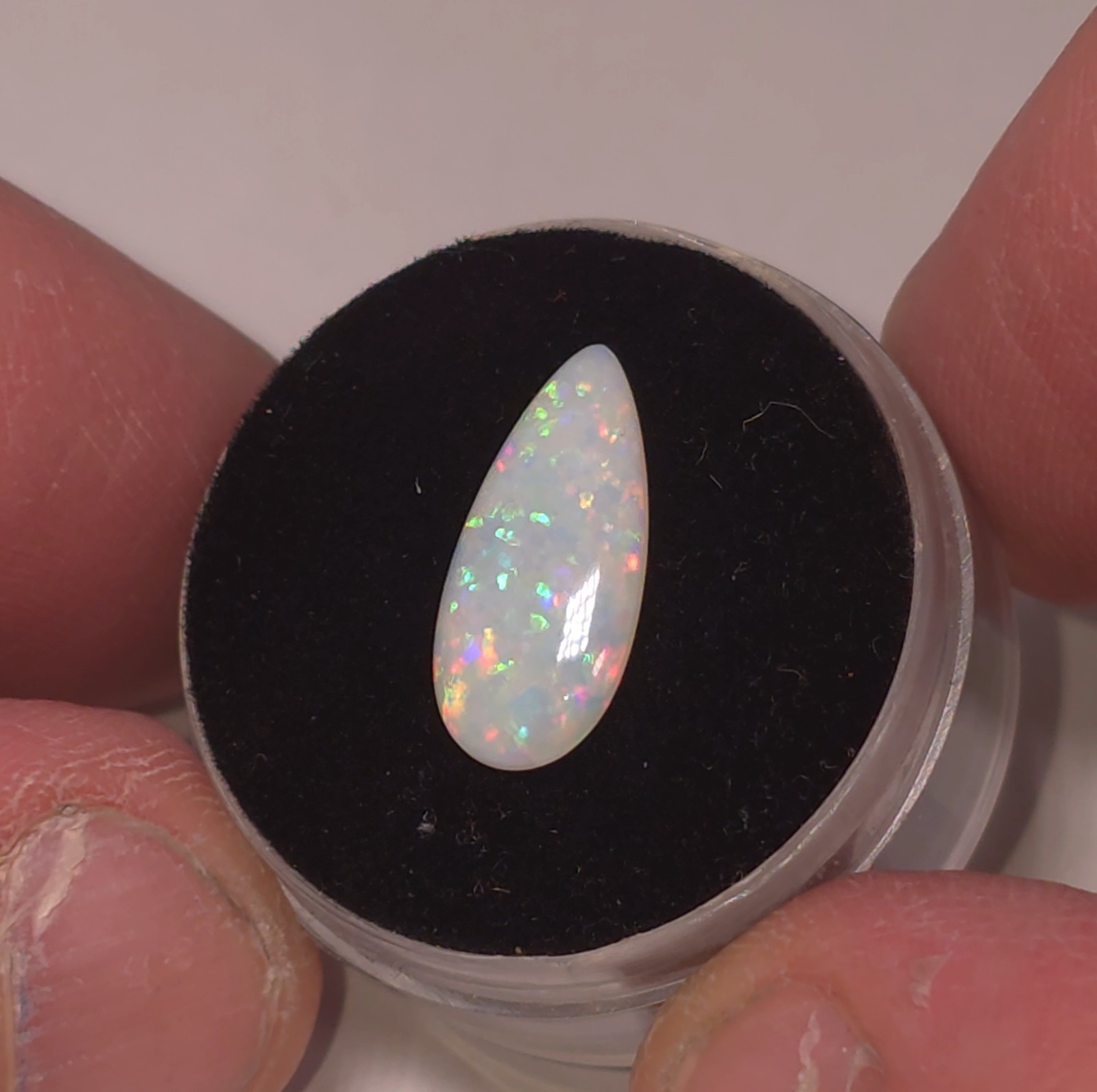 White Opal Coober Pedy Australia Natural Opal Pear Cabochon – 16 mm x 7.5 mm