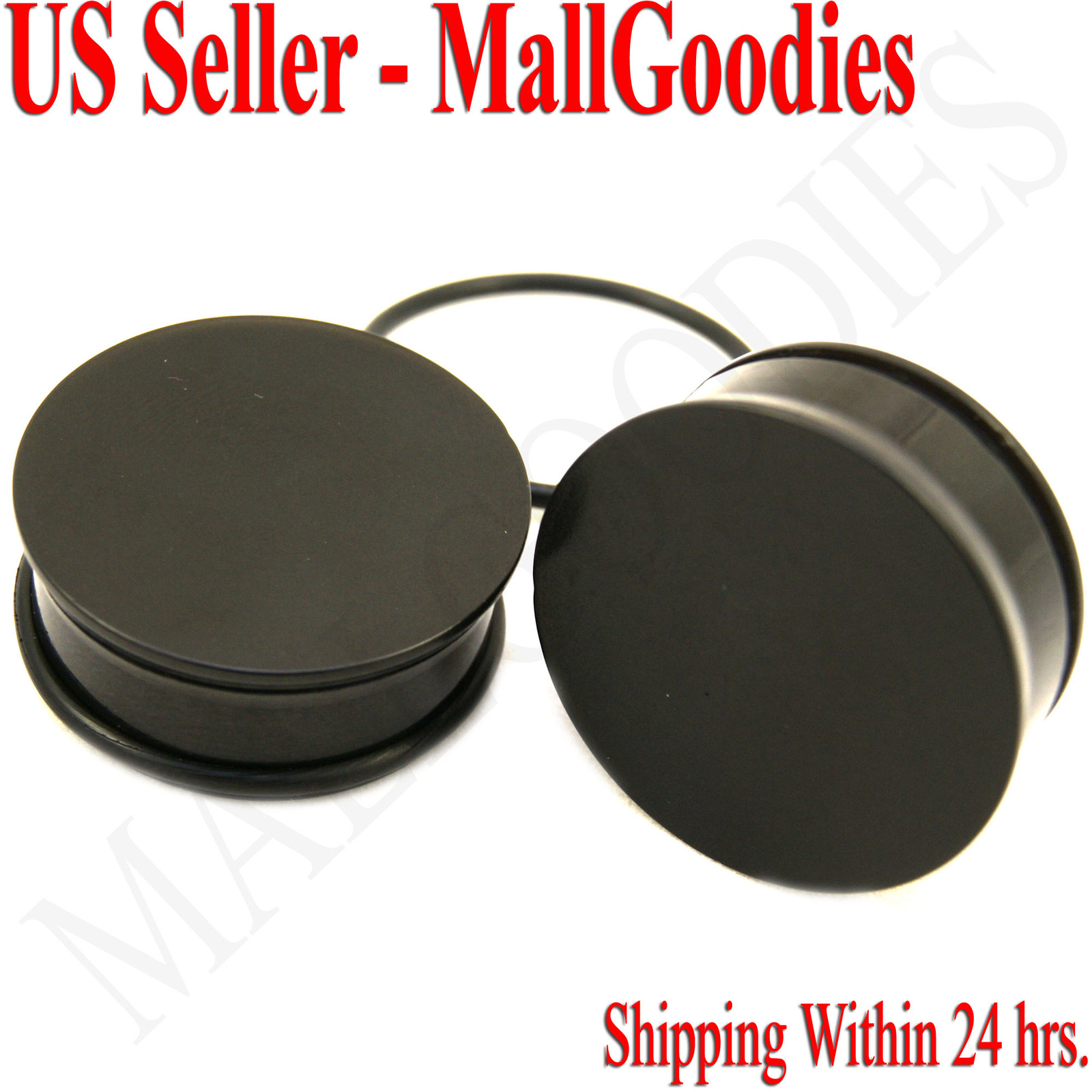 0945 Black Acrylic Single Flare Ear Plugs 1-3/16″ Inch 30mm 1 Pair Big Gauges