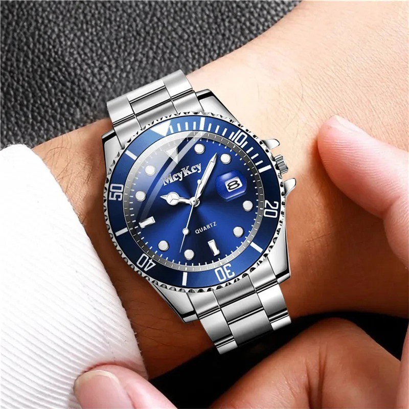 Luxury Men’s Business Watch Stainless Steel Band Quartz Calendar Casual Sports W