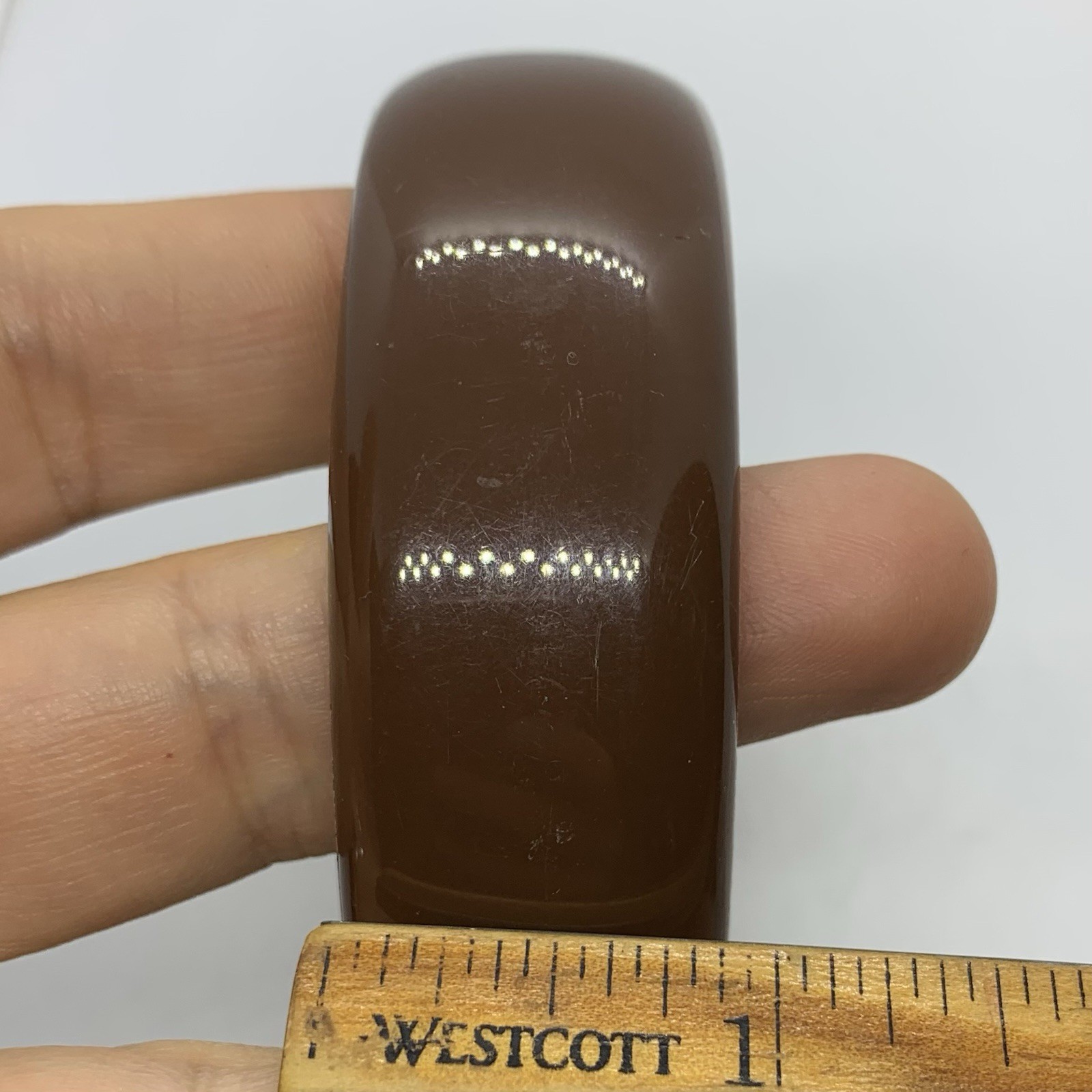 Vtg Chocolate Brown Lucite Chunky Bangle Bracelet Round 8.5” Length 7/8” Wide