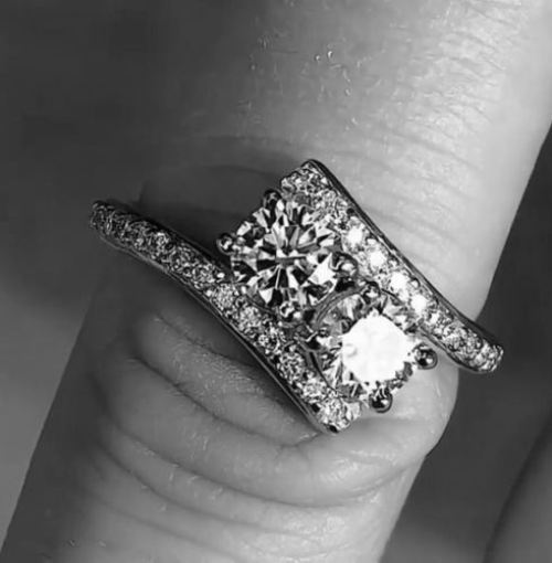 1 Carat Forever US Two Stone Engagement CZ Solitaire Ring Solid 925 Silver