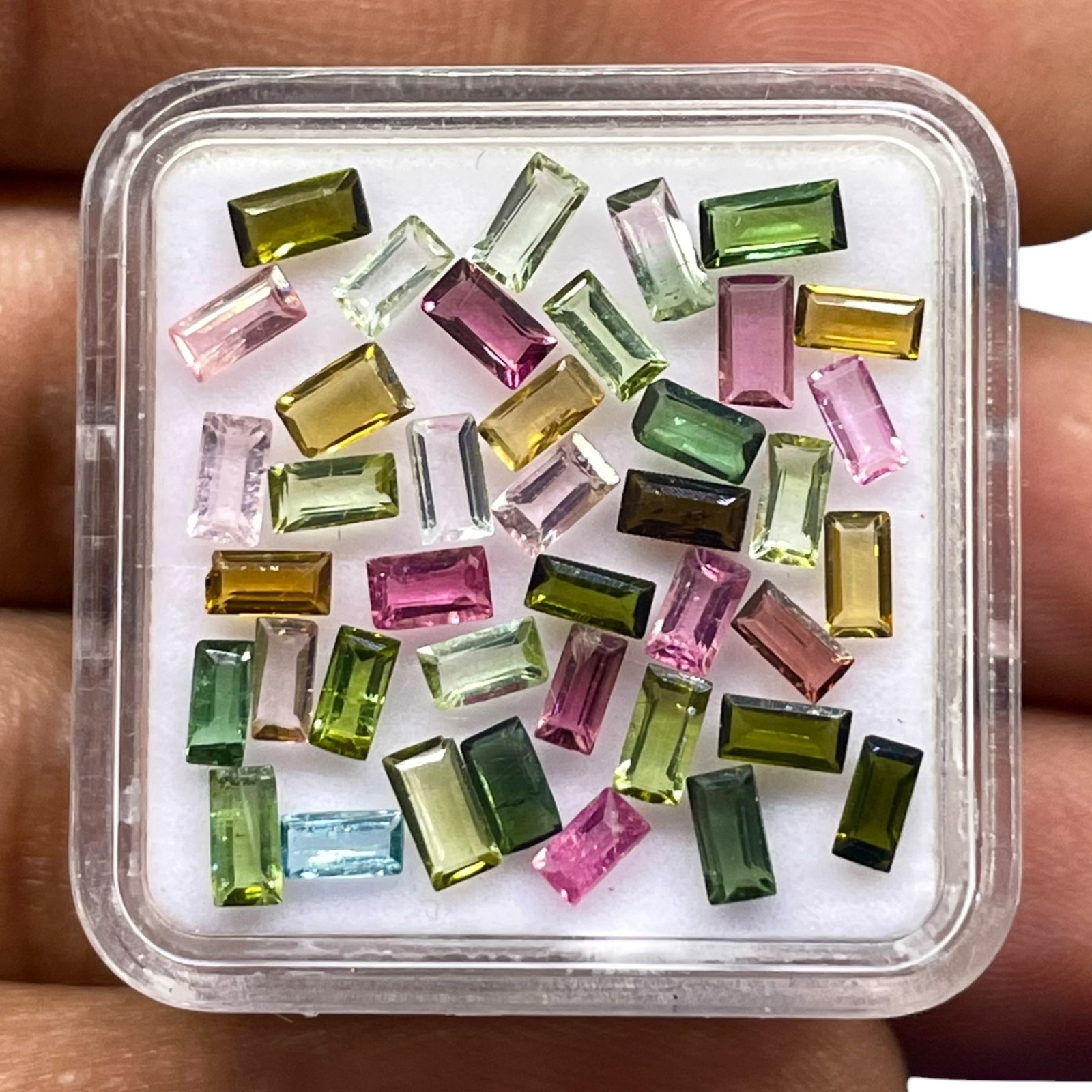 40 Pcs Natural Multi Tourmaline 3.9-4.7mm Baguette Cut Loose Untreated Gemstones