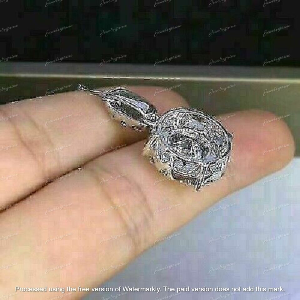 3 Ct Round Cut Lab Created Diamond Halo Pendant Necklace 14K White Gold Finish