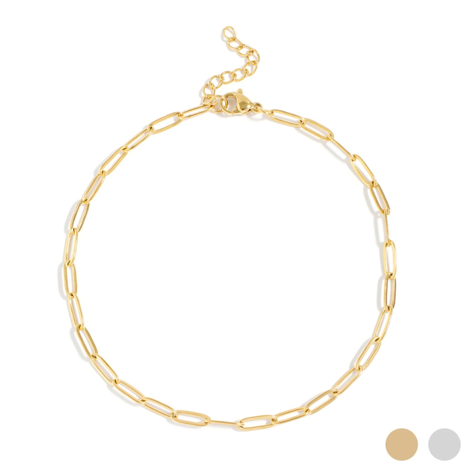 18K Gold PVD Paperclip Anklet Ankle Bracelet Waterproof Tarnish Free
