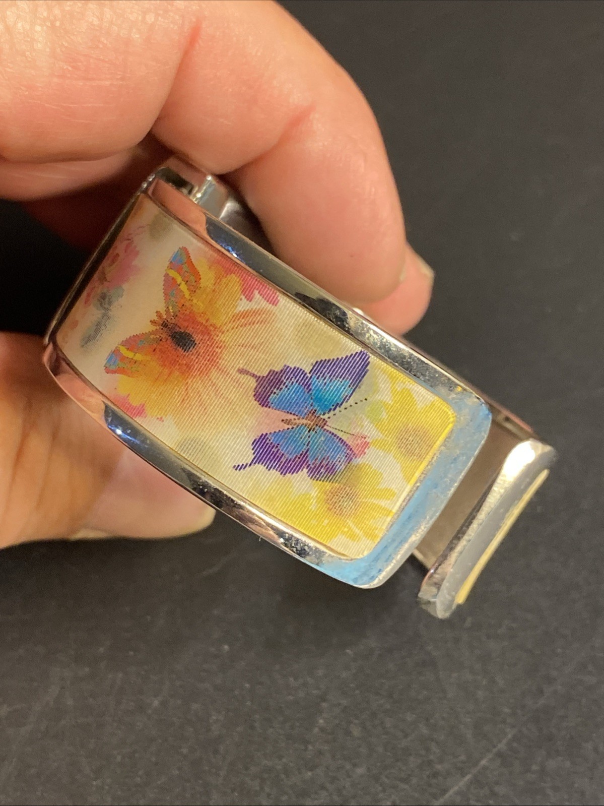 Women’s Cuff Watch With 3D Butterflys New Battery Very Unique