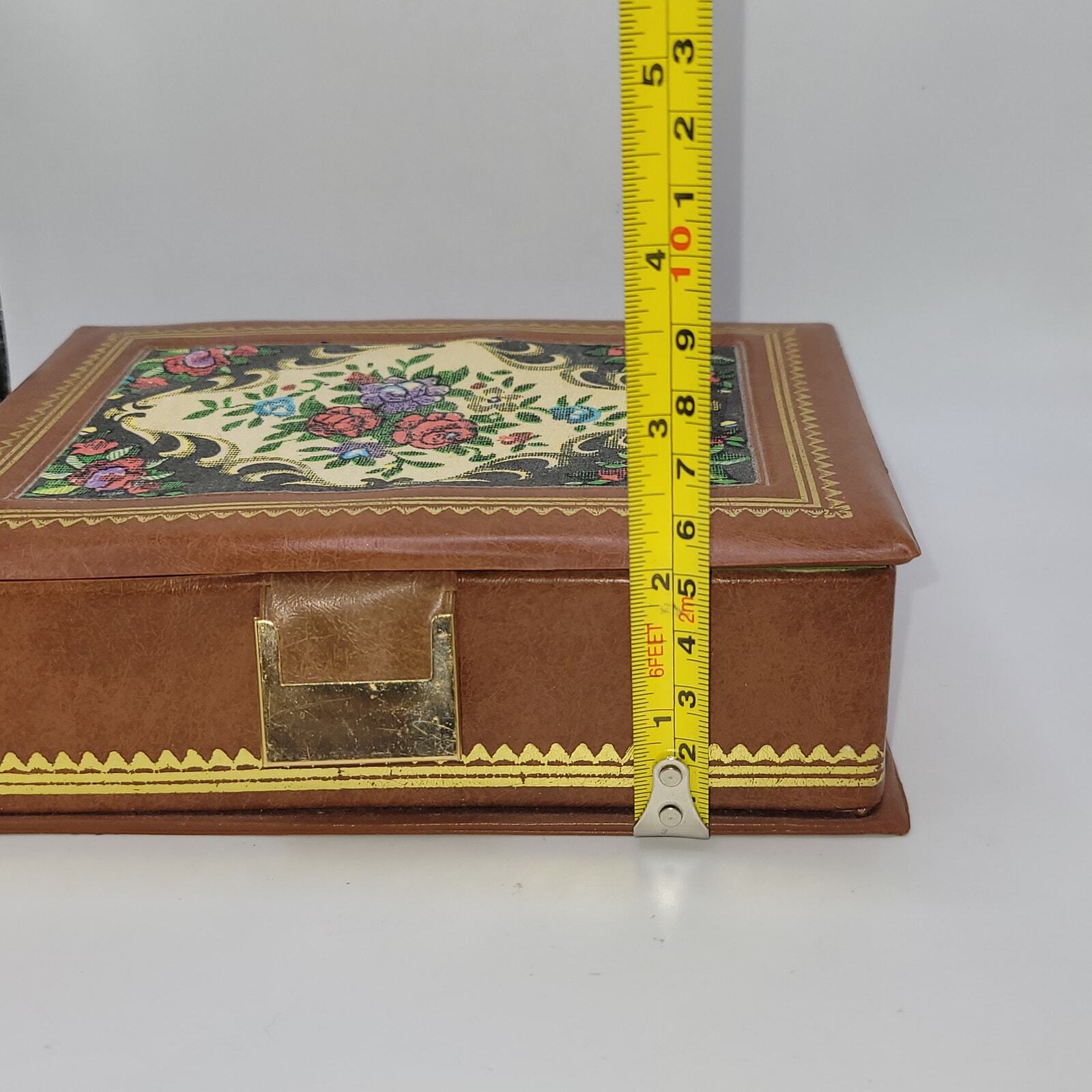 Faux leather Jewelry box ~ framed fabric insert ~ felted interior ~ mirror