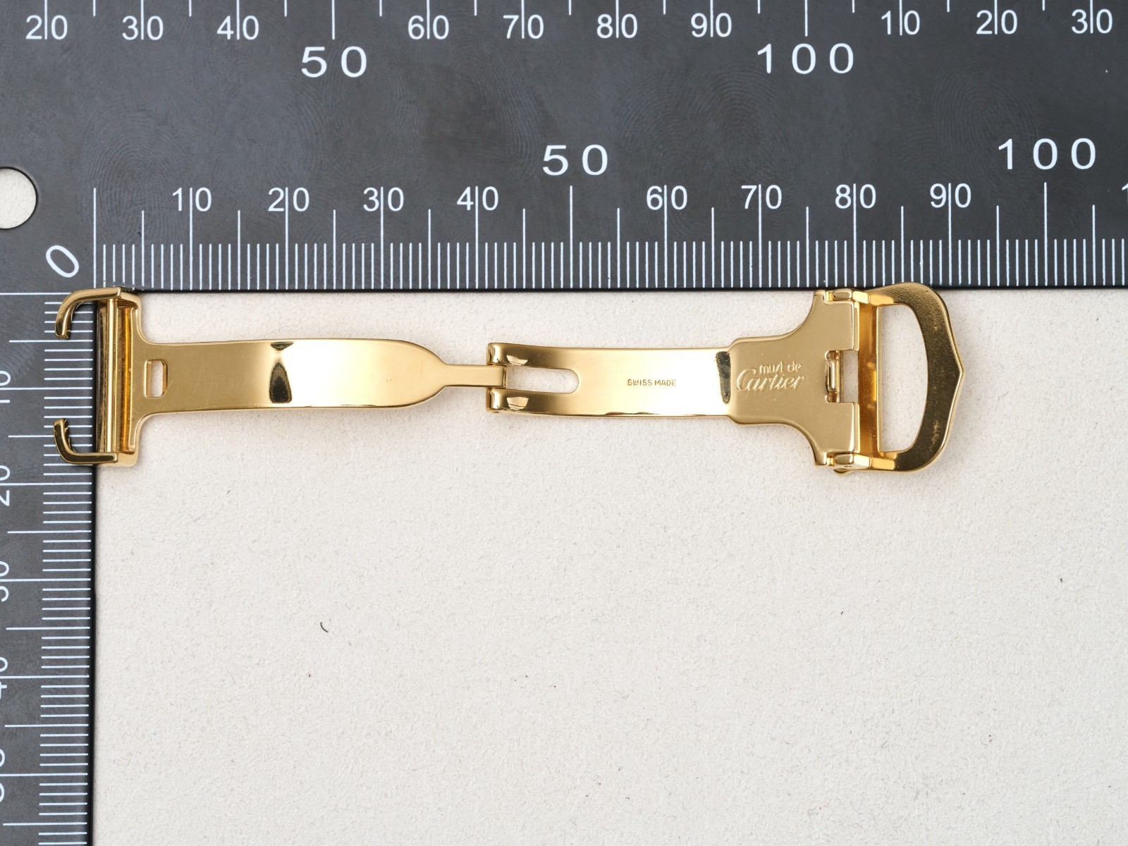 Cartier Deployment Buckle Clasp 16mm Fold Over Gold Plated Stainless Steel Must