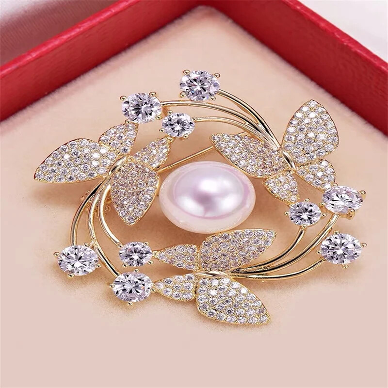 Butterfly Wreath Brooch Fashion Jewelry Suit Pin Gemstone Inlaid Generous Brooch