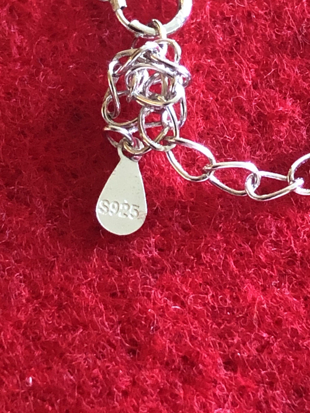 Sterling Silver, Diamante & Stone Heart Pendant Necklace on 17″ 925 silver chain