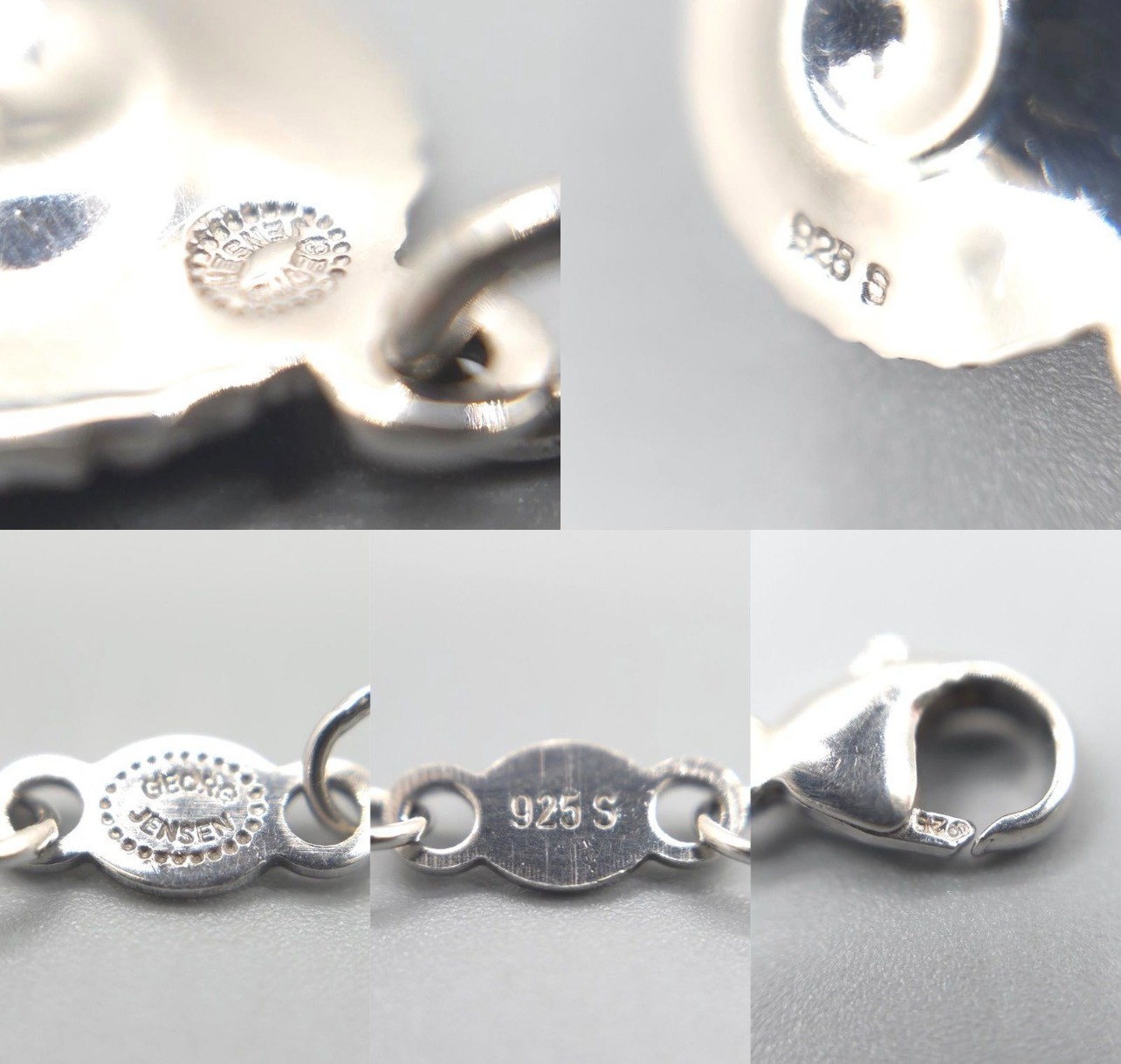 Georg Jensen Daisy Bracelet Anklet 2WAY Black Enamel Full Chain Length 25.5 cm