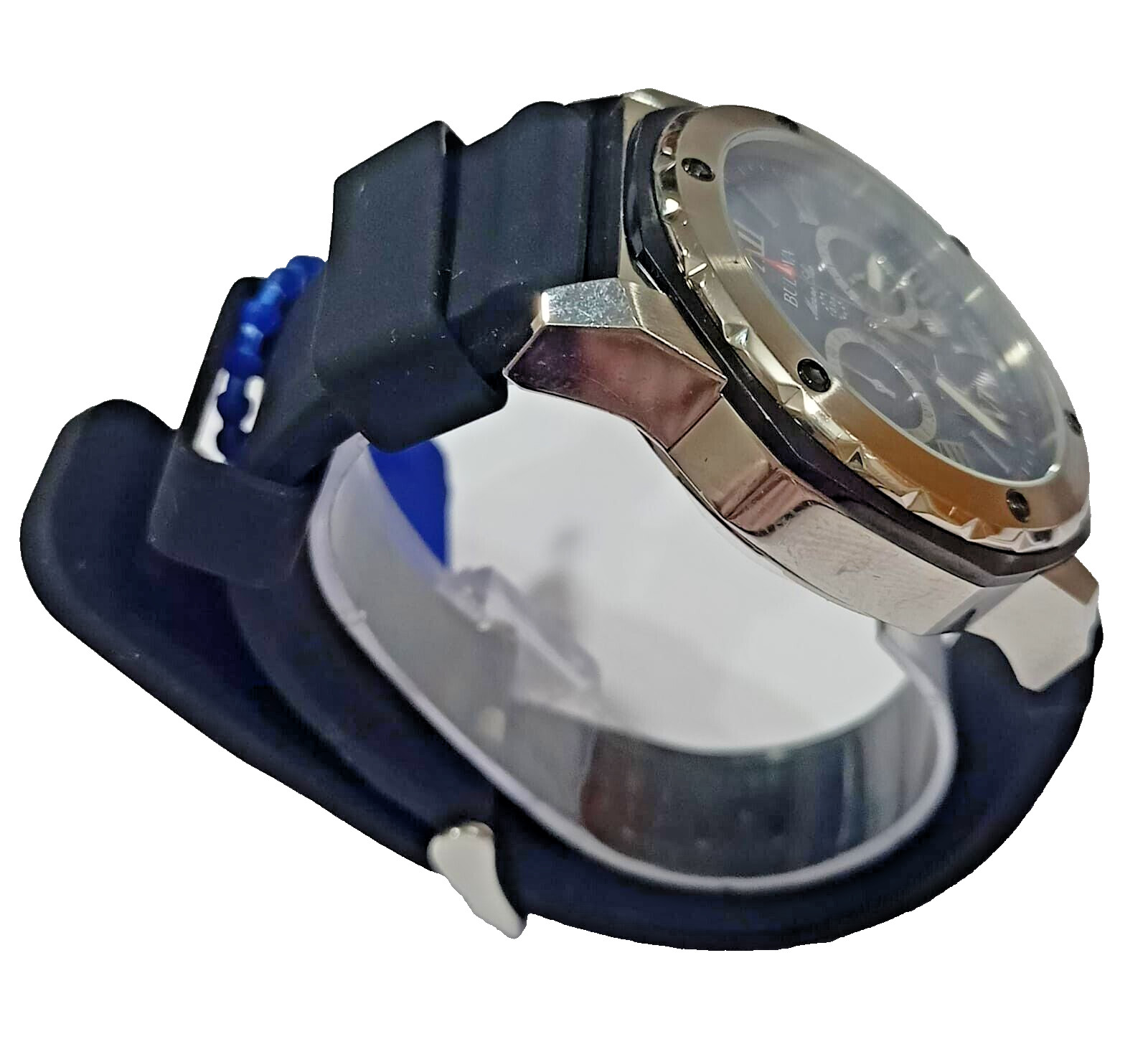 98B258 BULOVA MARINE STAR CHRONOGRAHP BLUR DIAL MEN’S WATCH “Photo Sample” M-474