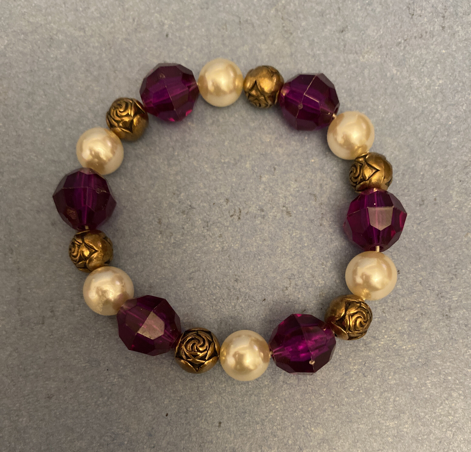 Vintage Set of Bracelets – Beaded Strings w/Gold Rose Beads, Approx 6-8” Lenght